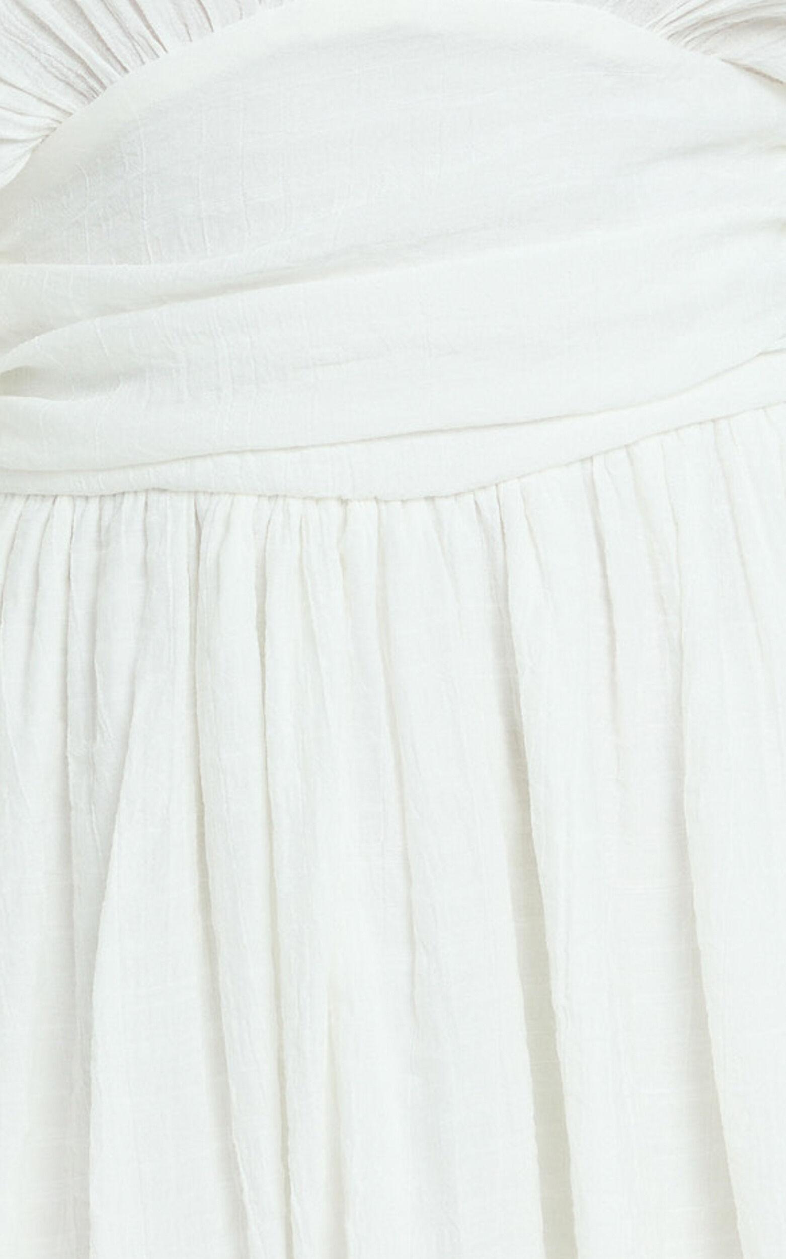 Valerie Mini Dress - Collared Long Sleeve Corset Waist Shirt Dress in White Product Image