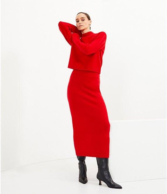 Le' AL.X Mohair Wool Blend Knit High Rise Sheath Maxi Coordinating Sweater Skirt Product Image