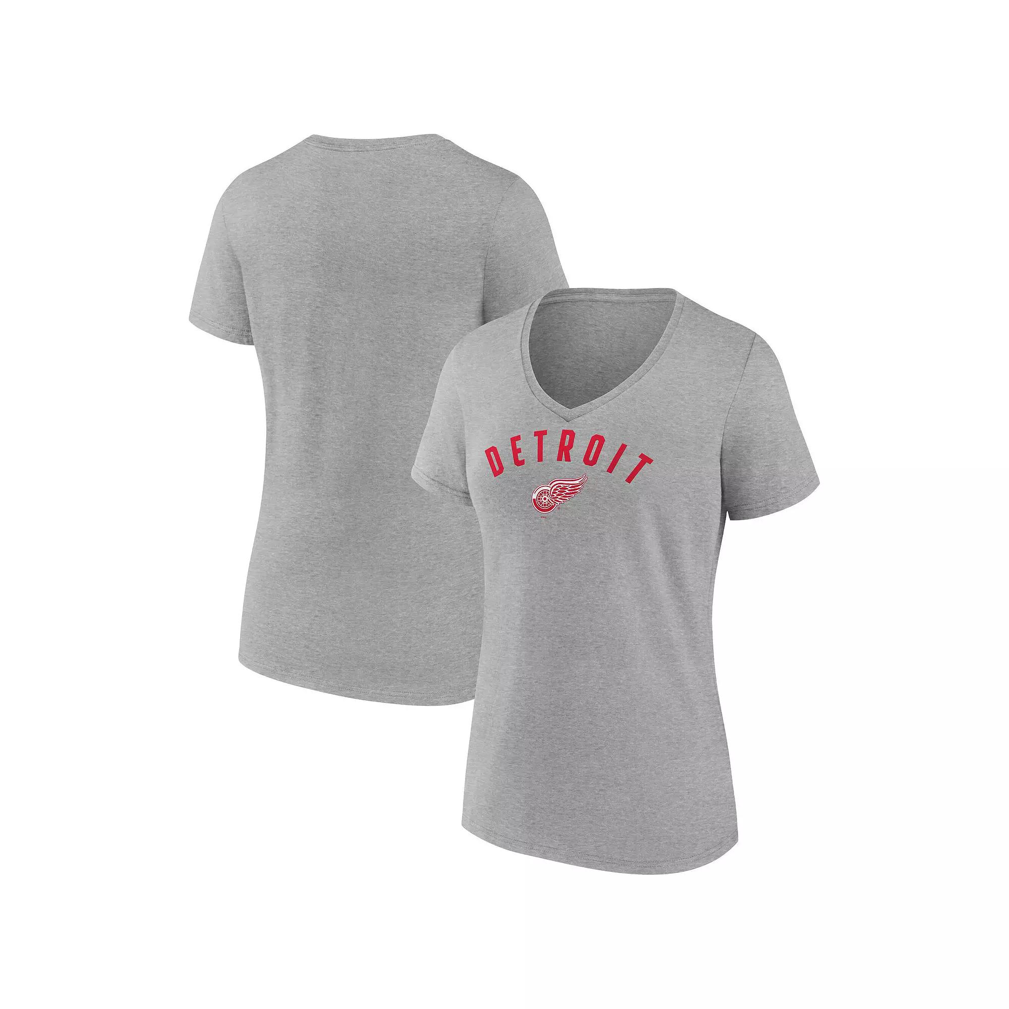 Women's Fanatics Gray Detroit Red Wings V-Neck T-Shirt,  Product Image