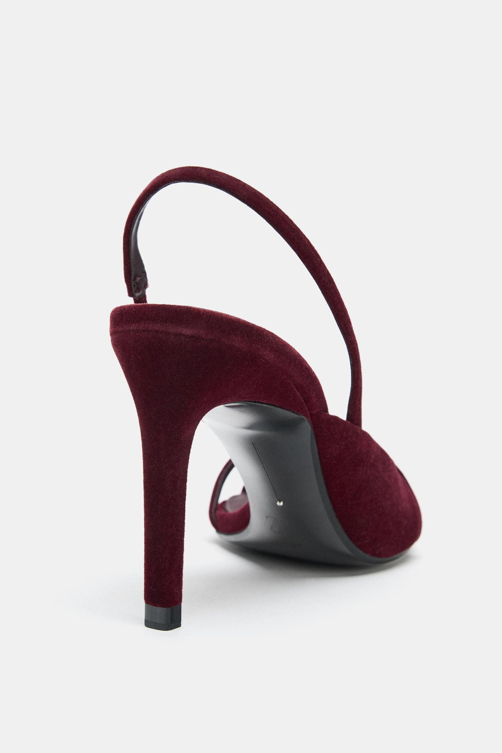 VELVET EFFECT HEELED SANDALS Product Image