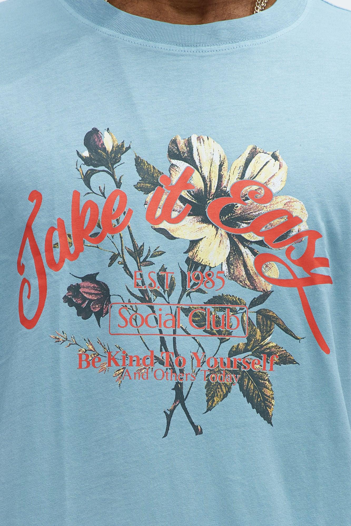 Take It Easy Oversized Short Sleeve Tee - Light Blue Product Image