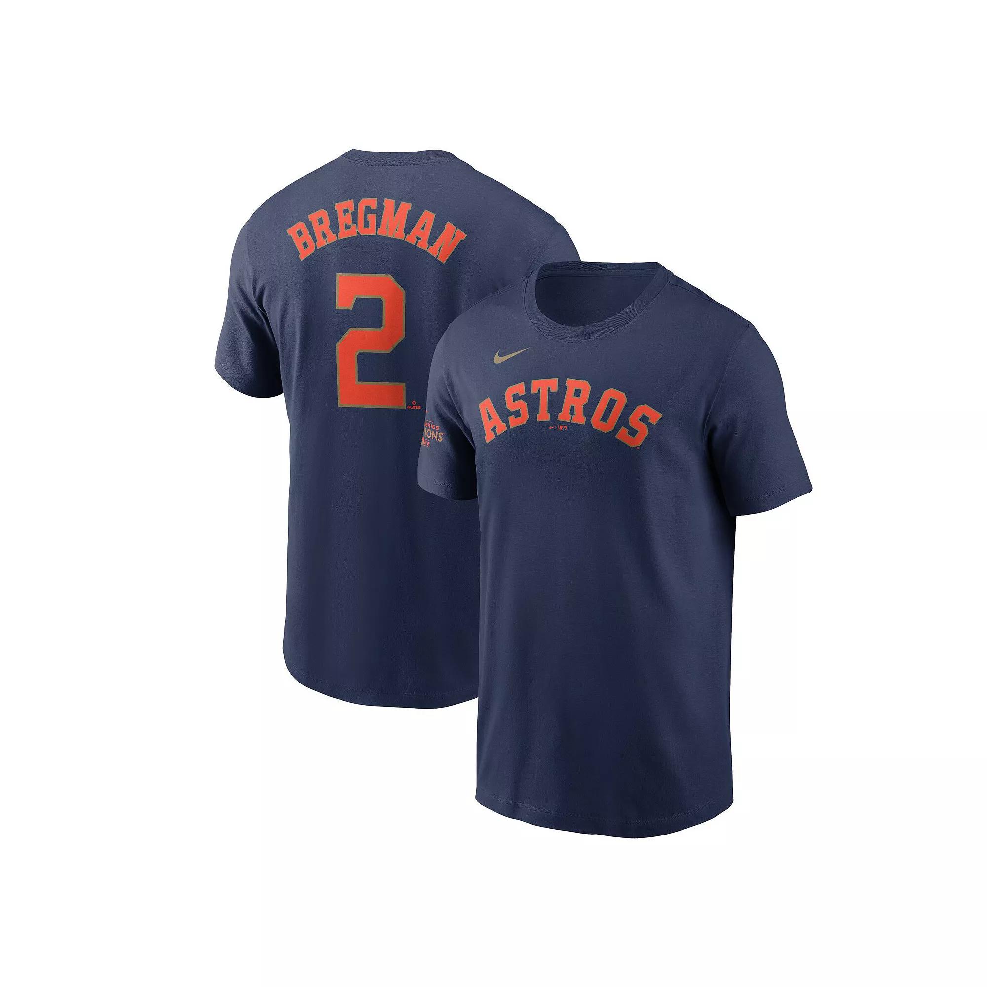 Men's Nike Alex Bregman Navy Houston Astros 2023 Gold Collection Name & Number T-Shirt, Size: Large, Blue Product Image
