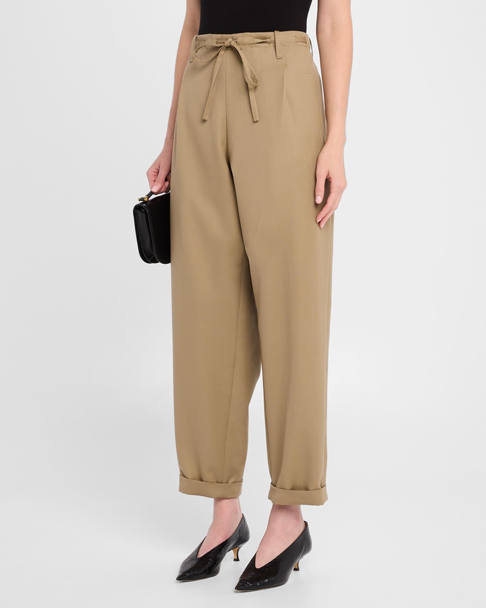 Pleated Straight-Leg Drawstring Trousers Product Image