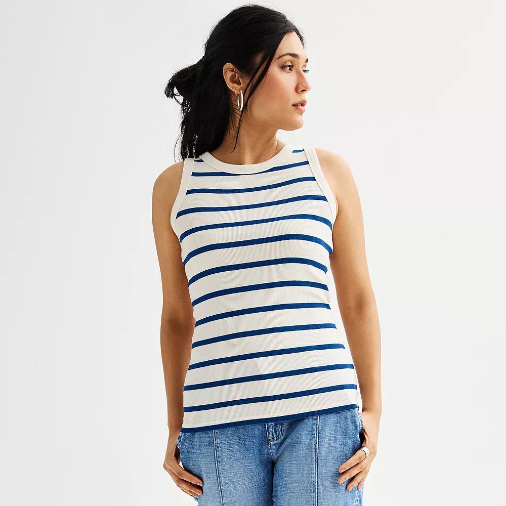 Women's Sonoma Goods For Life® High Neck Layering Tank Top, Size: Medium, Navy White Stripe Product Image