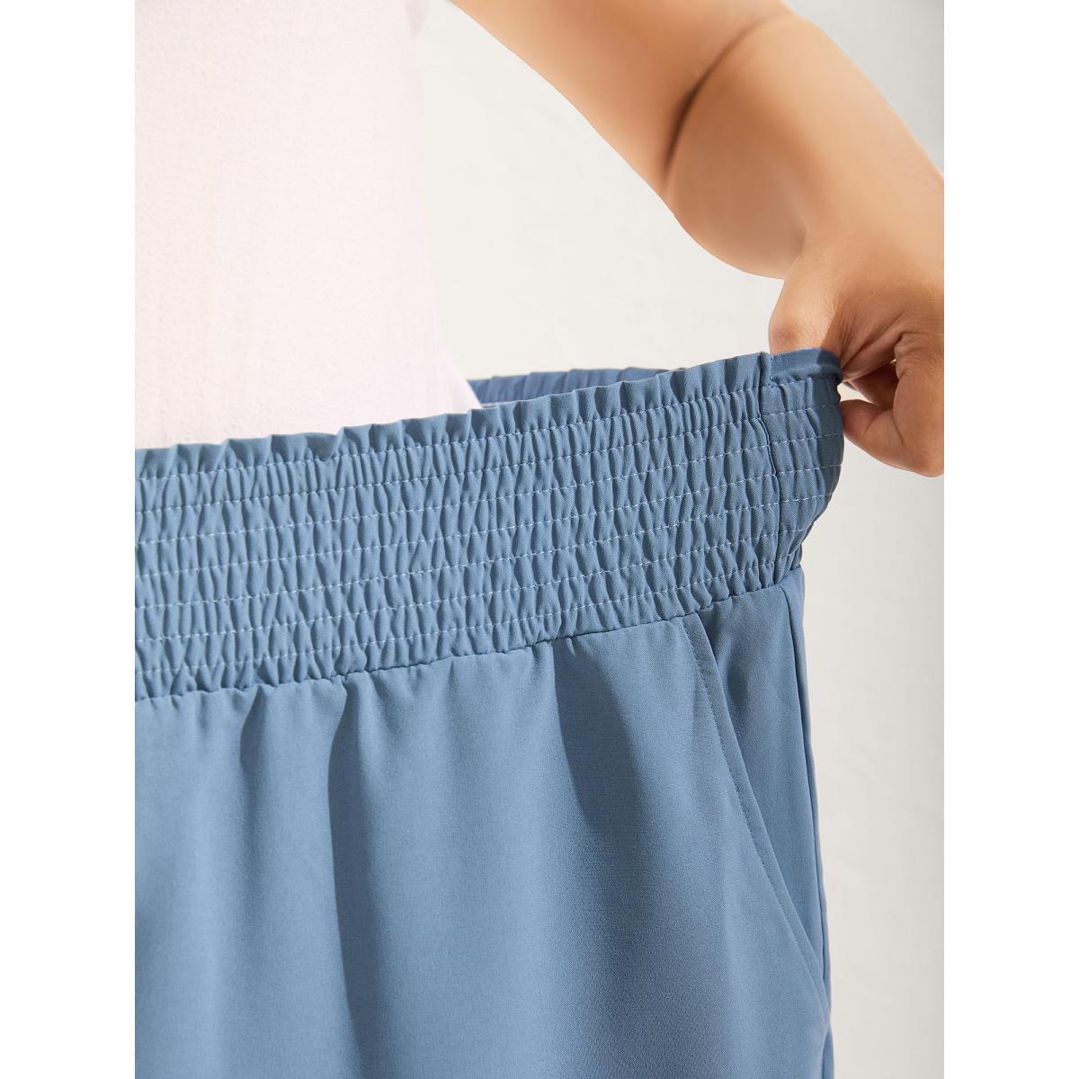 Plus Size Petal Hem Slit Wide-Leg Pants Women Stone Resort Wide Leg Mid Rise Vacation Pants BloomChic 30/6X Product Image