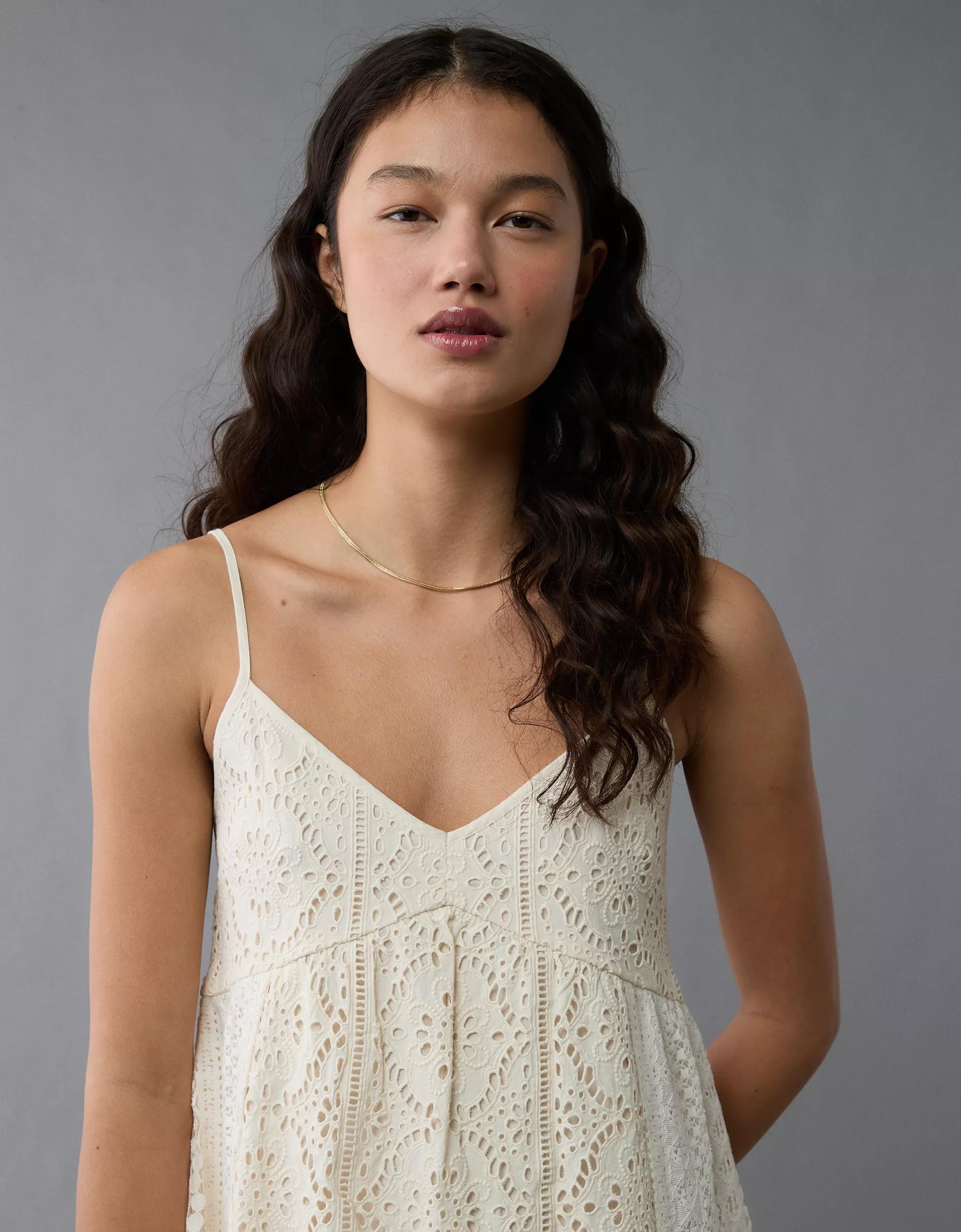 AE V-Neck Eyelet Embroidered Mini Dress Product Image