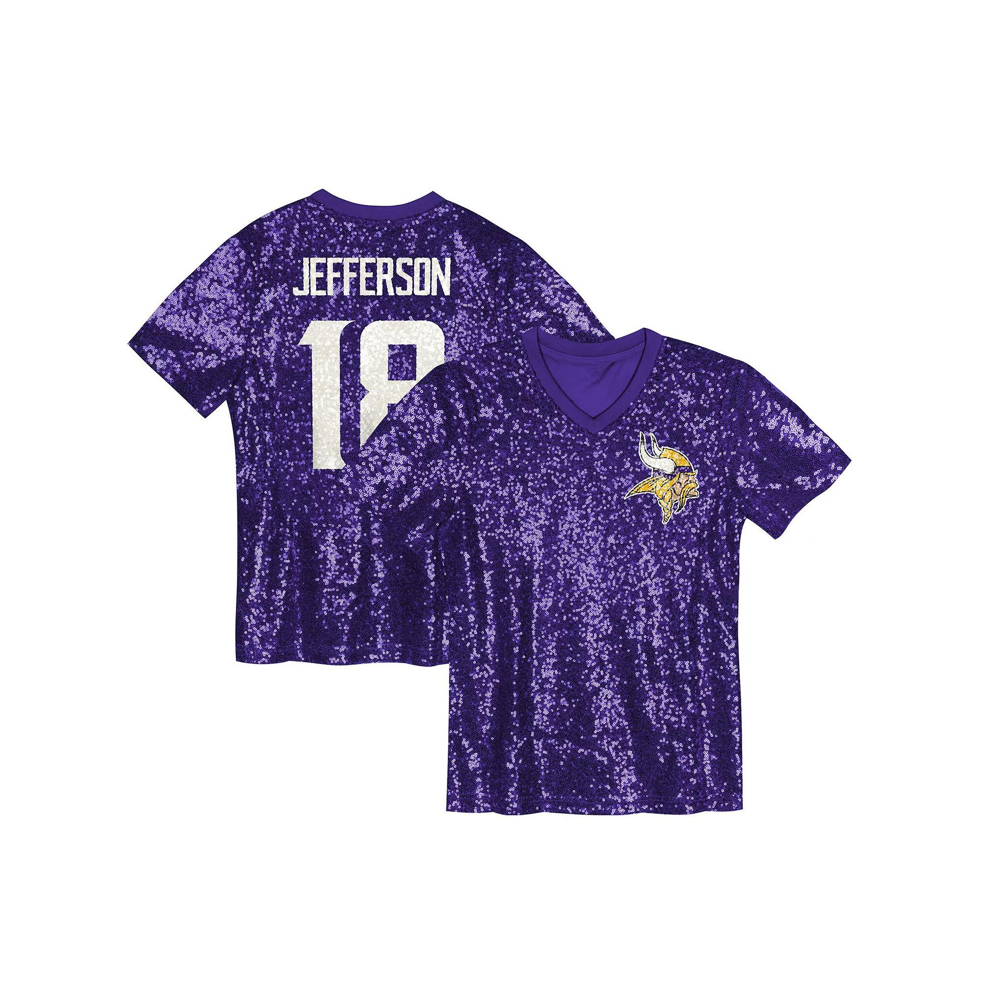 Women's Justin Jefferson Purple Minnesota Vikings Player Name & Number V-Neck Fashion Jersey, Size: Small Product Image