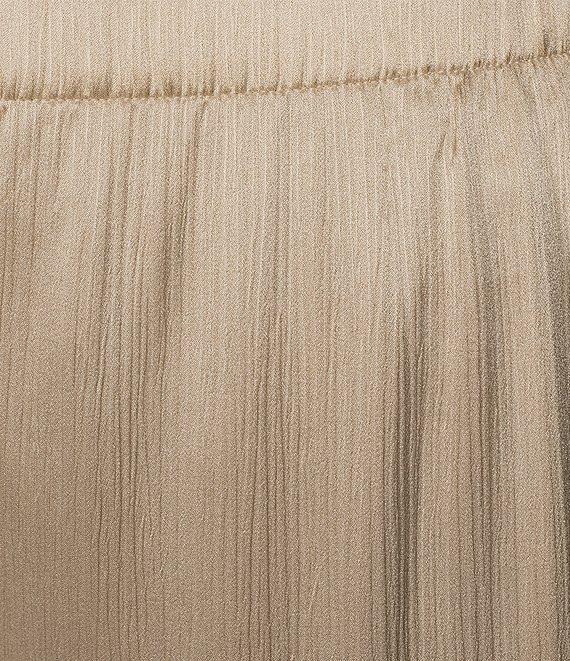 Eileen Fisher Plus Size Striated Silk Satin Straight Leg Pull-On Ankle Pants Product Image