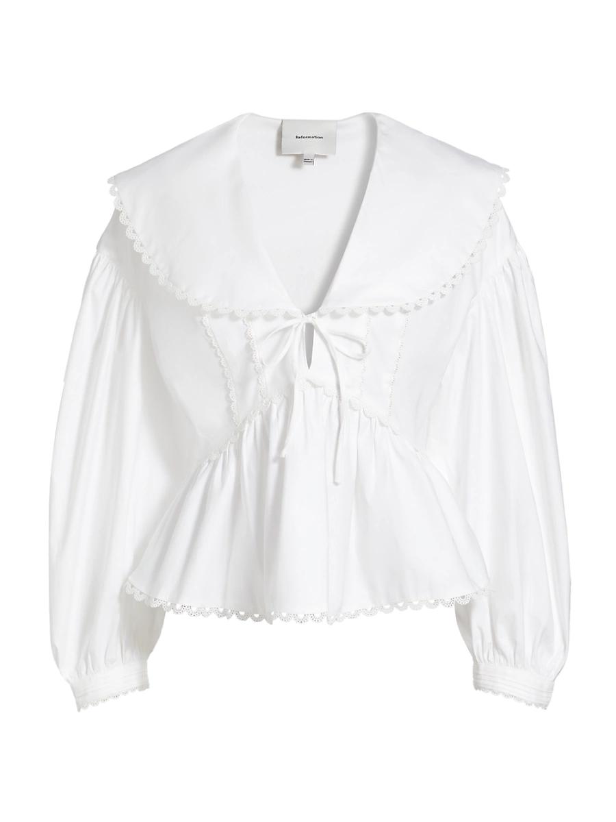 Womens Renna Lace-Trimmed Stretch Poplin Top Product Image