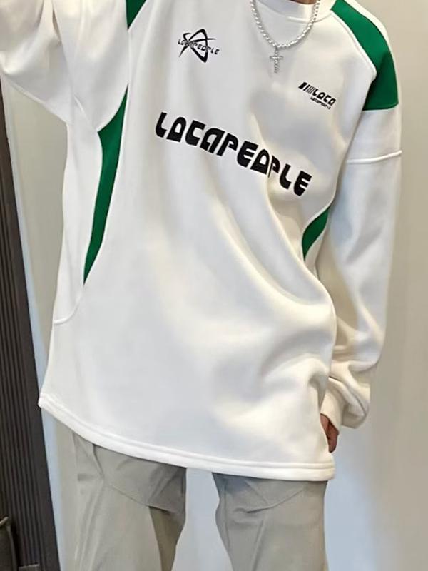 Men's Street Letter Print Splice Sweatshirt Product Image