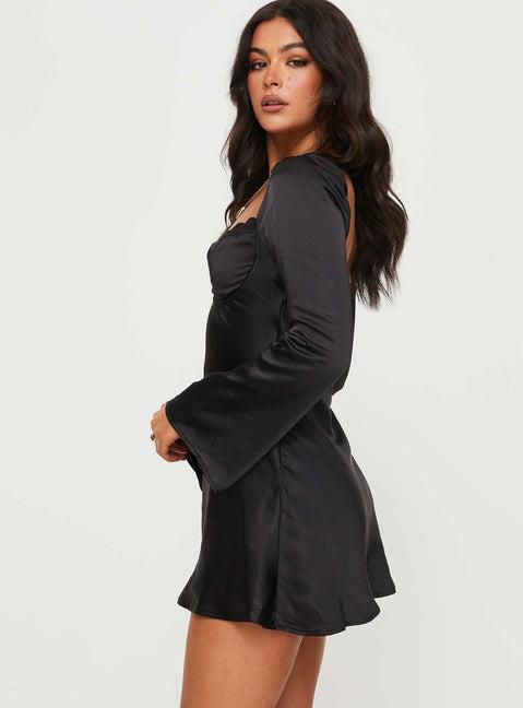 Moniz Long Sleeve Mini Dress Black Product Image