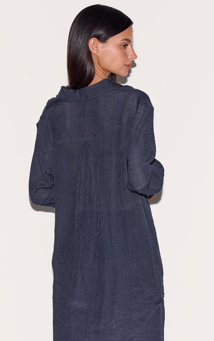 Navy Linen Look Oversized Beach Shirt Product Image