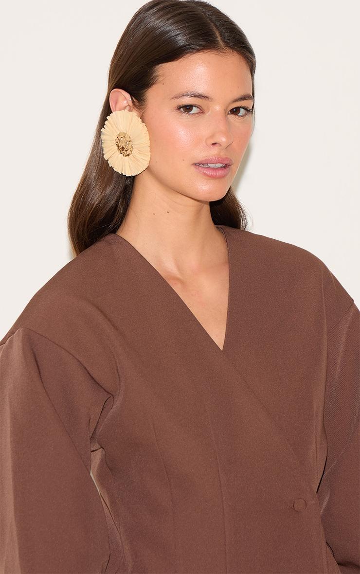 Gold Raffia Oversized Molten Detail Earrings Product Image