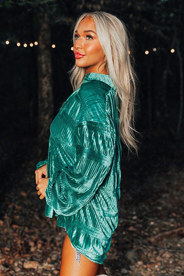 Amazing Views Velvet Top in Jade Product Image