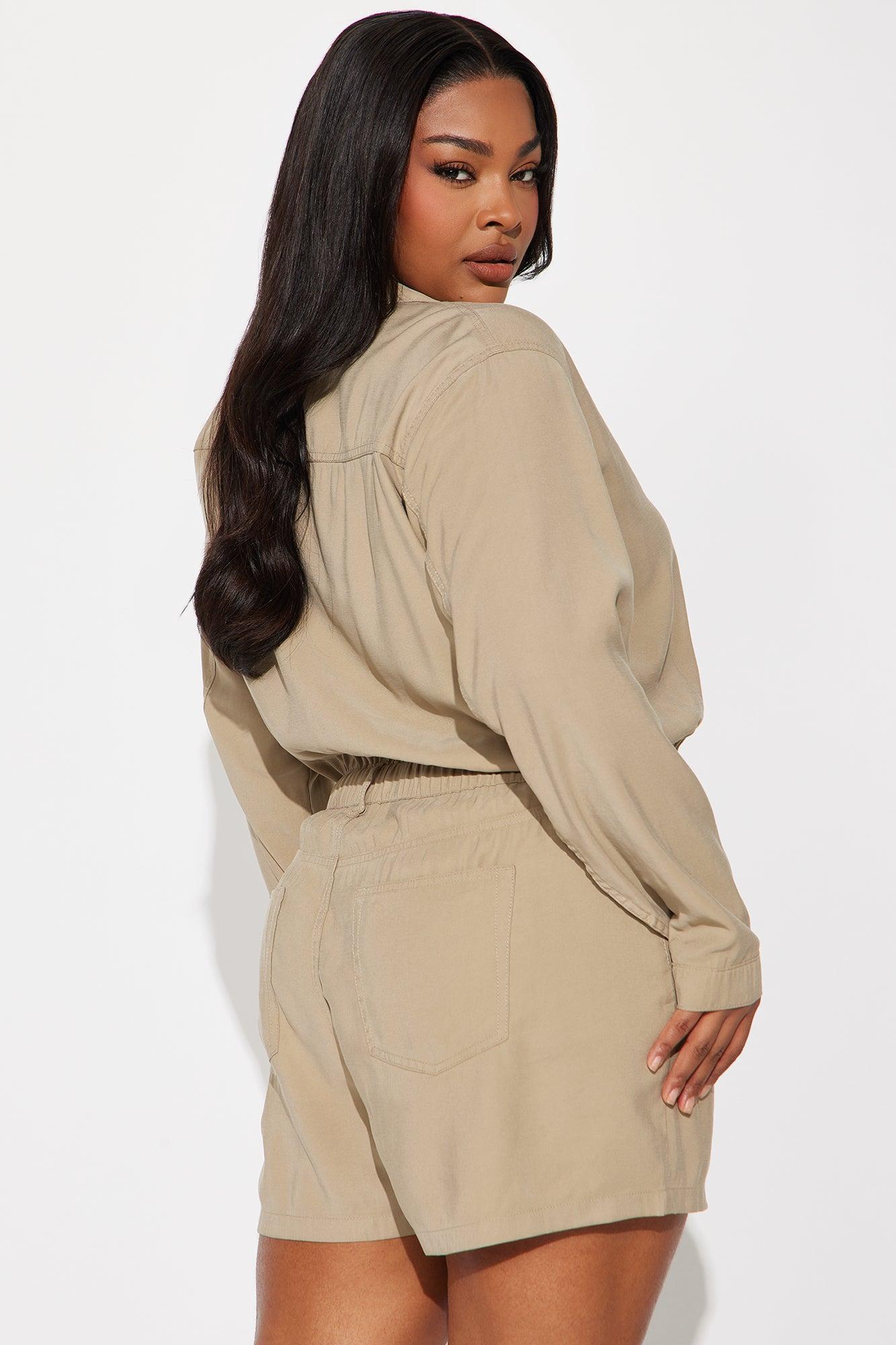 Into You Romper - Khaki Product Image