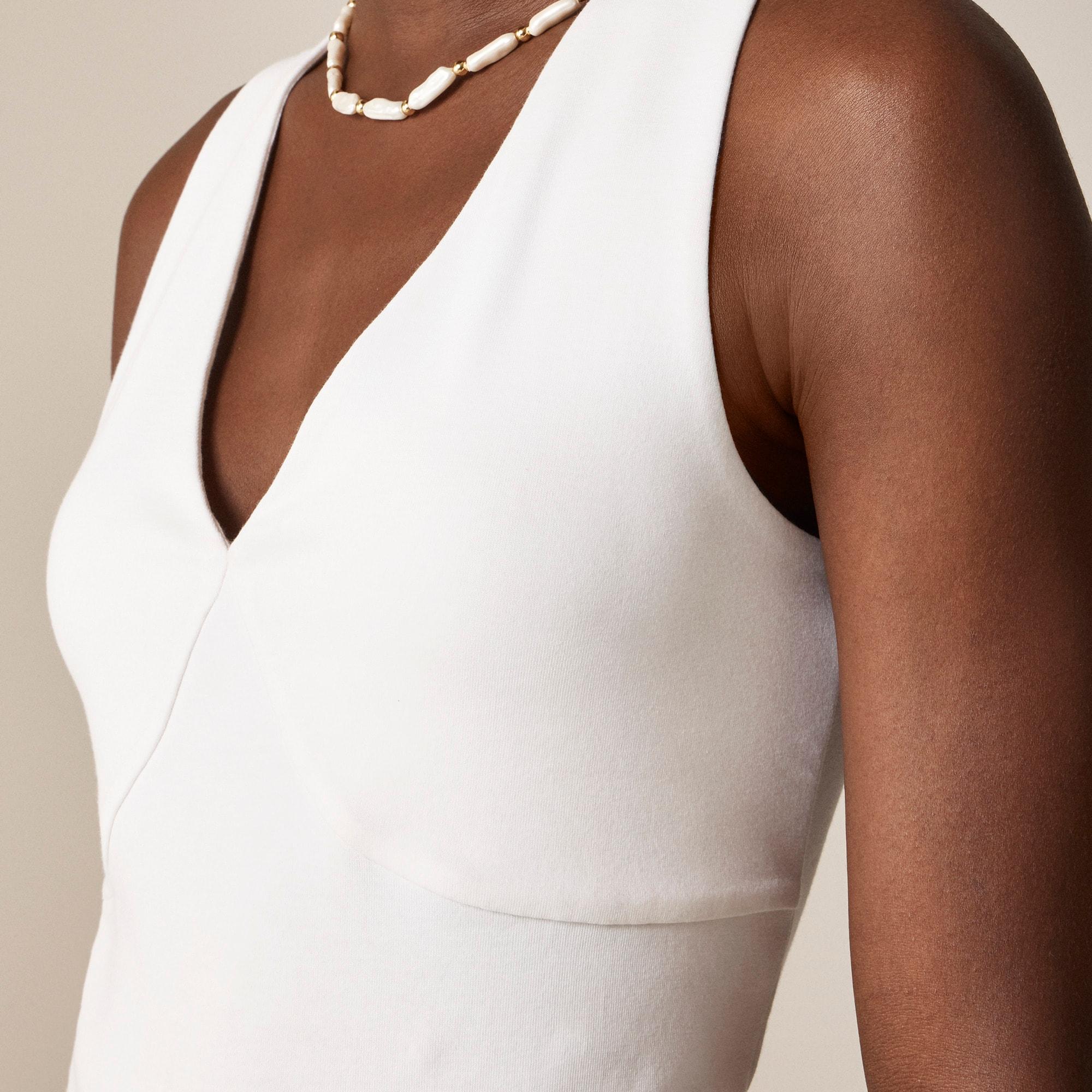 Stretch cotton-blend V-neck top Product Image