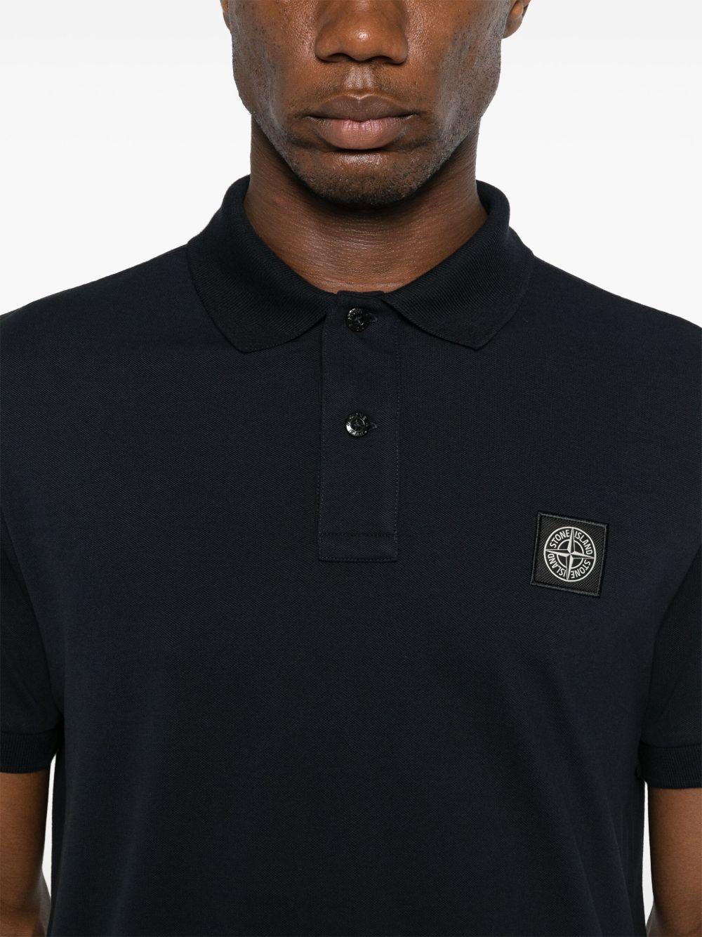 STONE ISLAND Mens Black Brand-patch Regular-fit Stretch-cotton Polo Shirt Xl Product Image