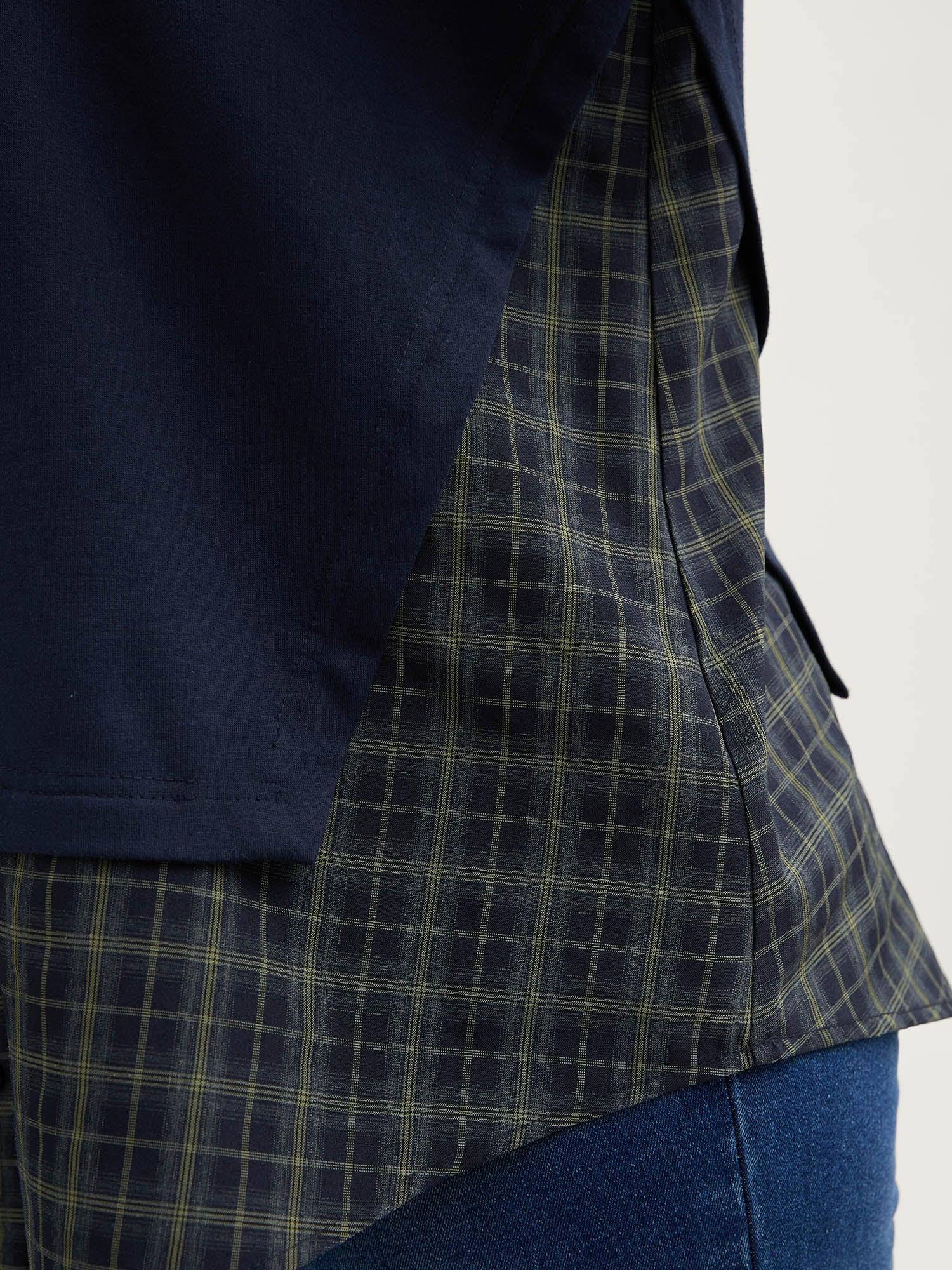 2-in-1 A-line Plaid Sweater Shirt Top Female Product Image