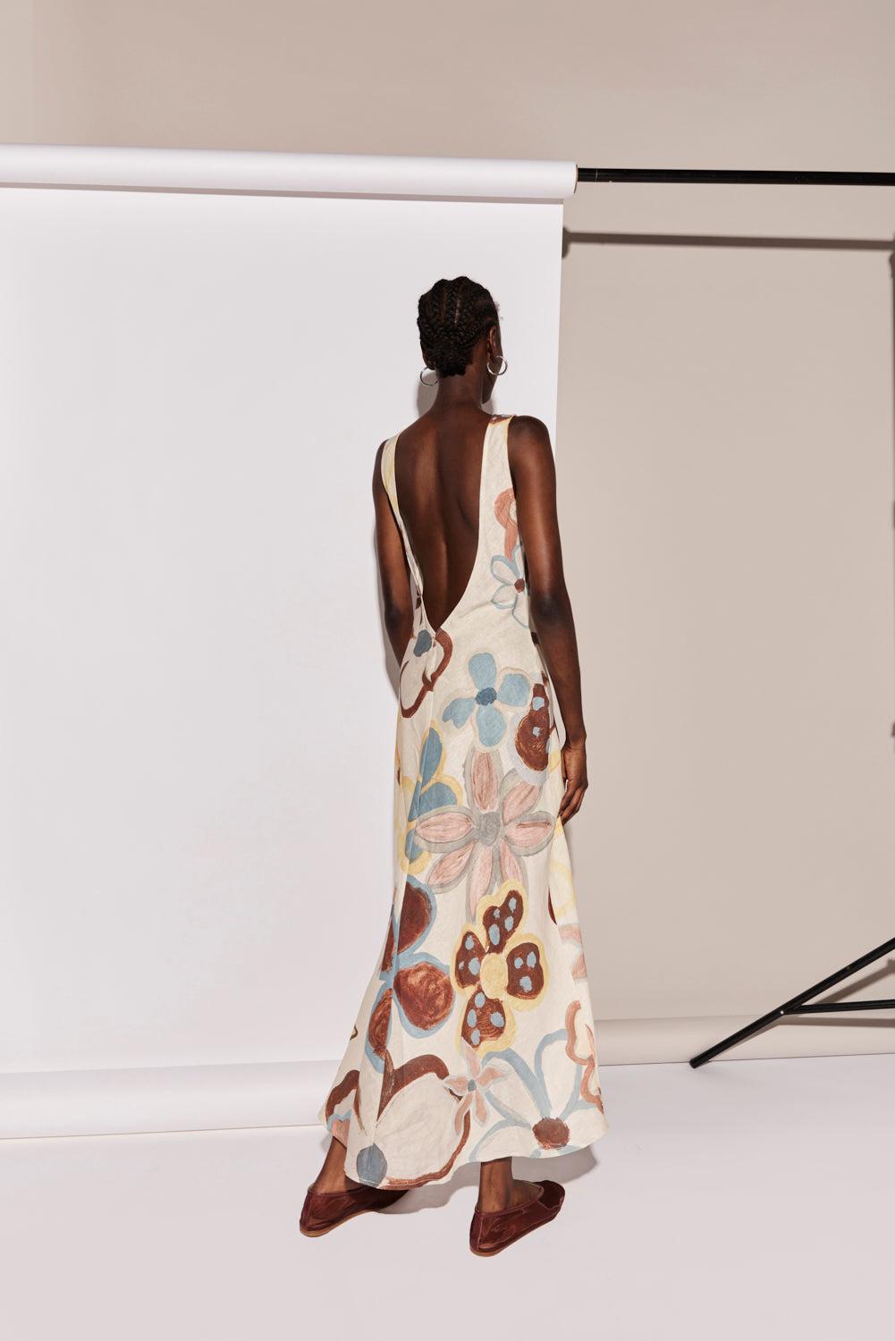 Art Of Bloom Linen Bias Cut Maxi Dress Flower Product Image