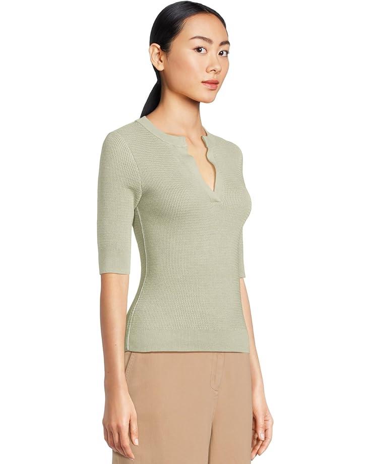 Linen-Blend Short-Sleeve V-Neck Sweater Product Image
