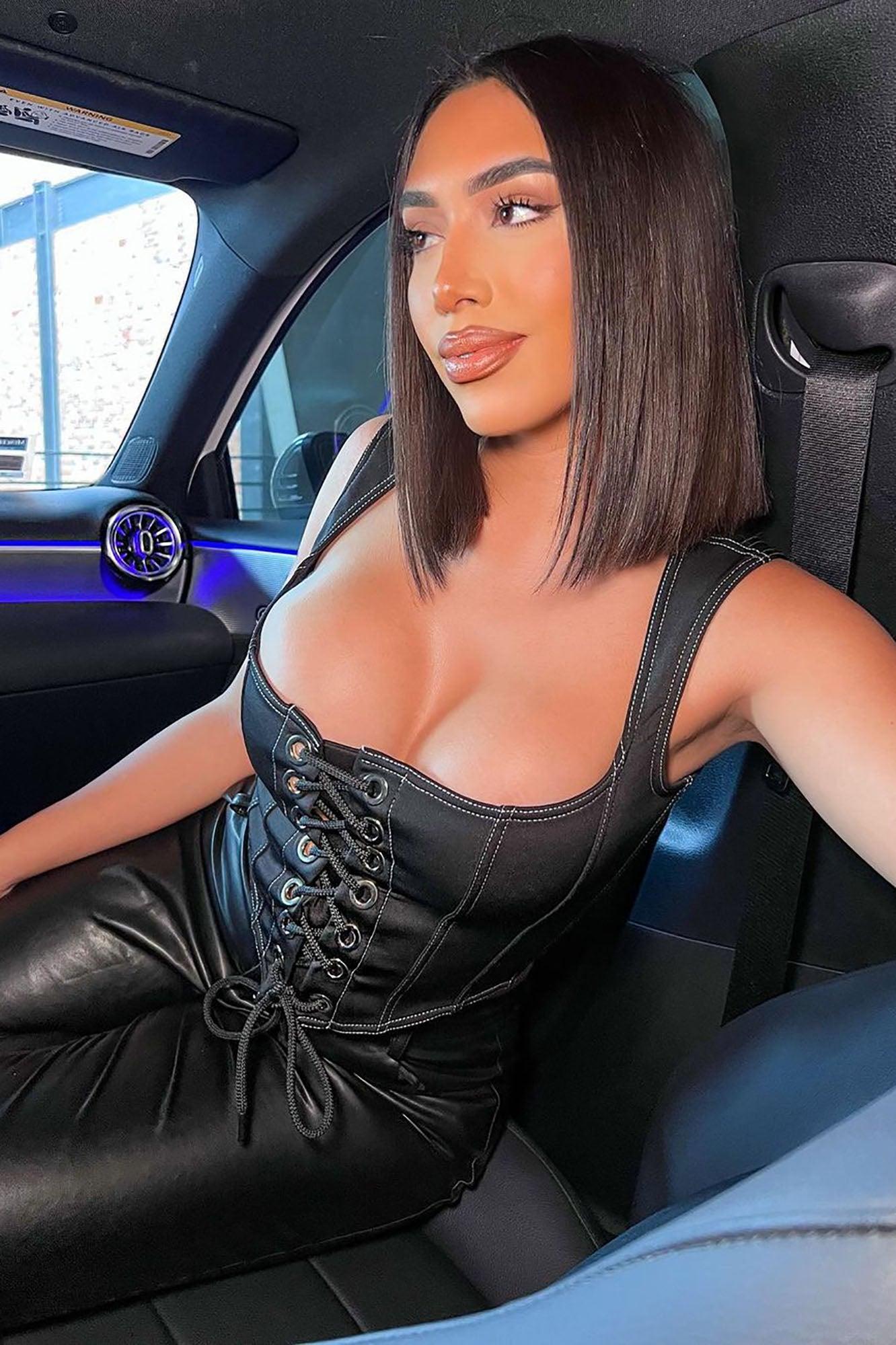 Lace Me Up Corset Top - Black Product Image