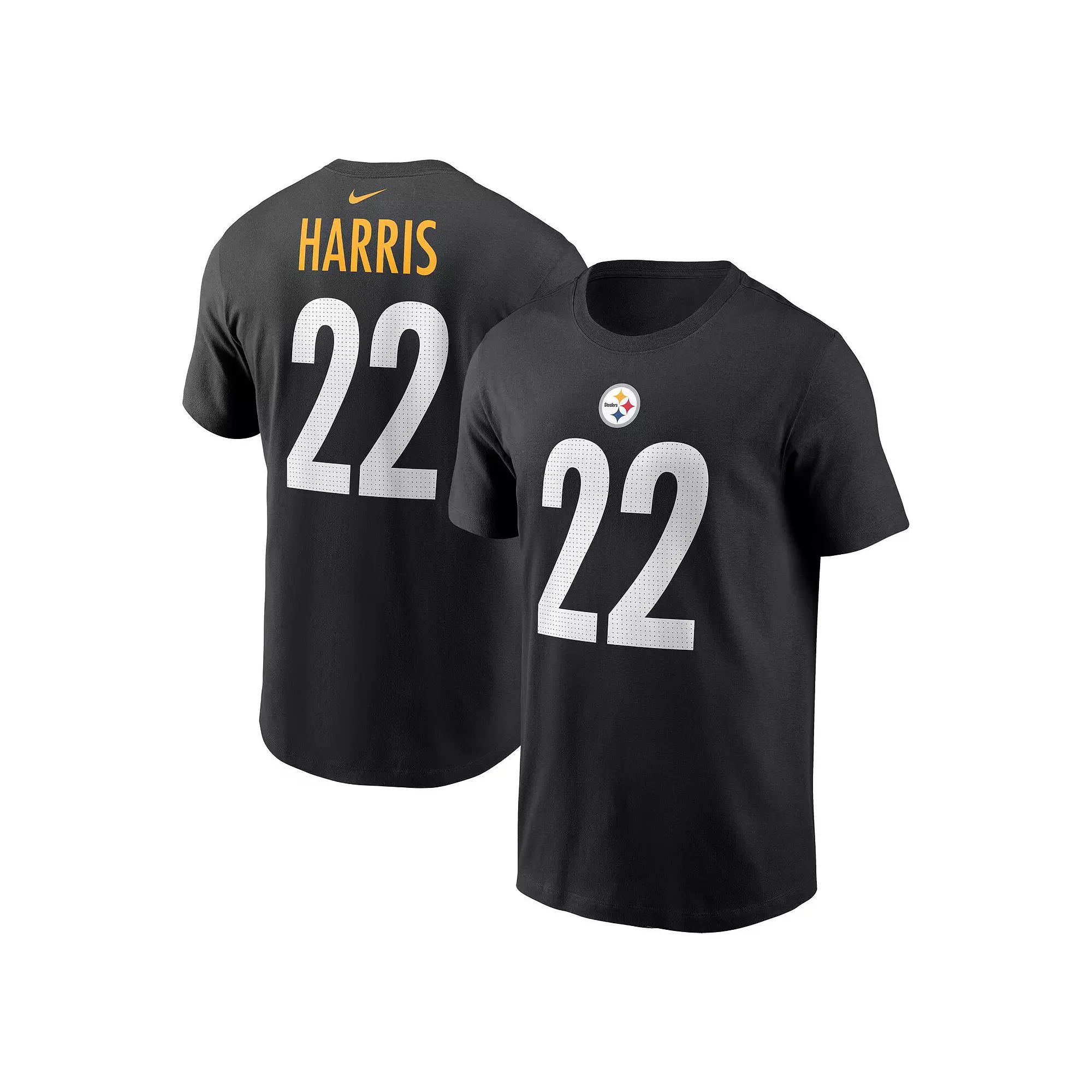 Men's Nike Najee Harris Black Pittsburgh Steelers Player Name & Number T-Shirt, Size: Large Product Image
