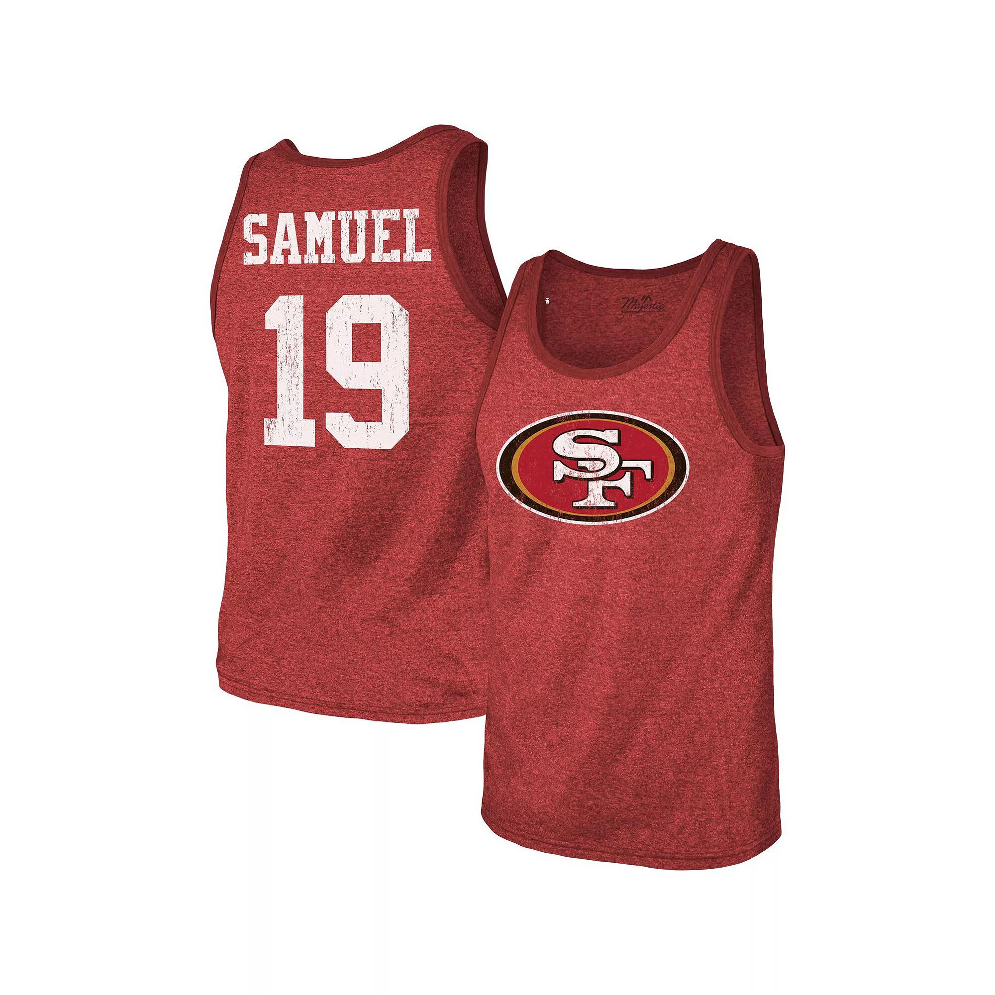 Men's Majestic Threads Deebo Samuel Scarlet San Francisco 49ers Name & Number Tri-Blend Tank Top, Size: Small, Red Product Image