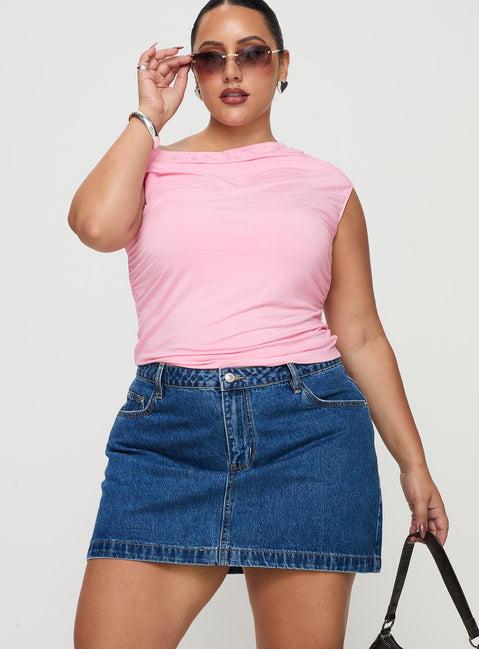 Nickei Denim Mini Skirt Mid Wash Curve Product Image