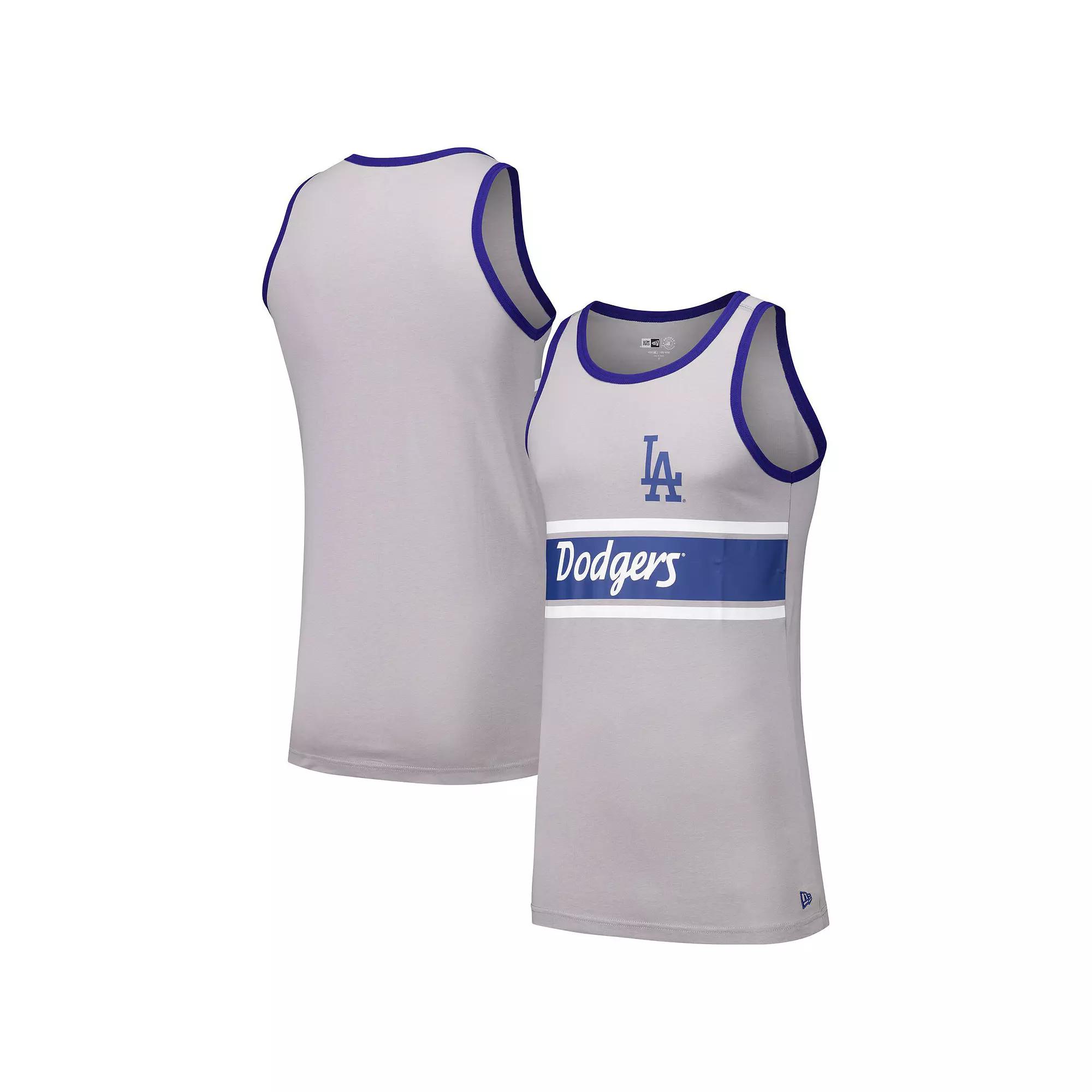 Men's New Era Gray Los Angeles Dodgers Jersey Ringer Tank Top, Size: Medium, Grey Product Image