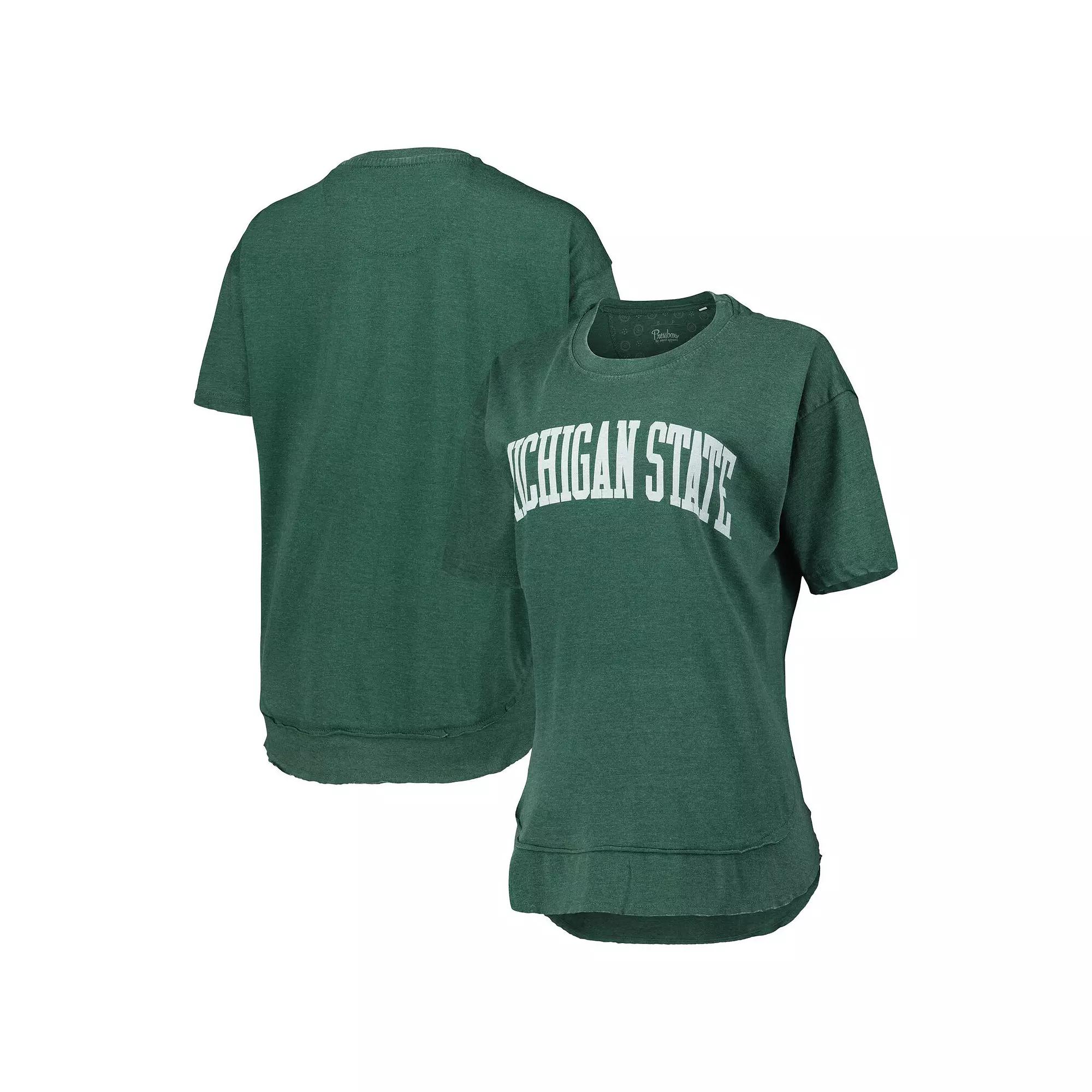 Women's Pressbox Heathered Green Michigan State Spartans Arch Poncho T-Shirt,  Product Image