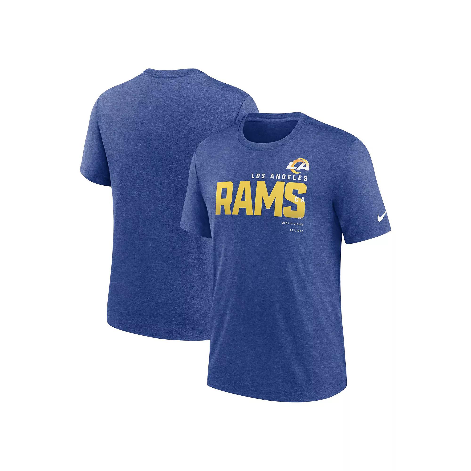 Men's Nike Heather Royal Los Angeles Rams Team Tri-Blend T-Shirt,  Product Image