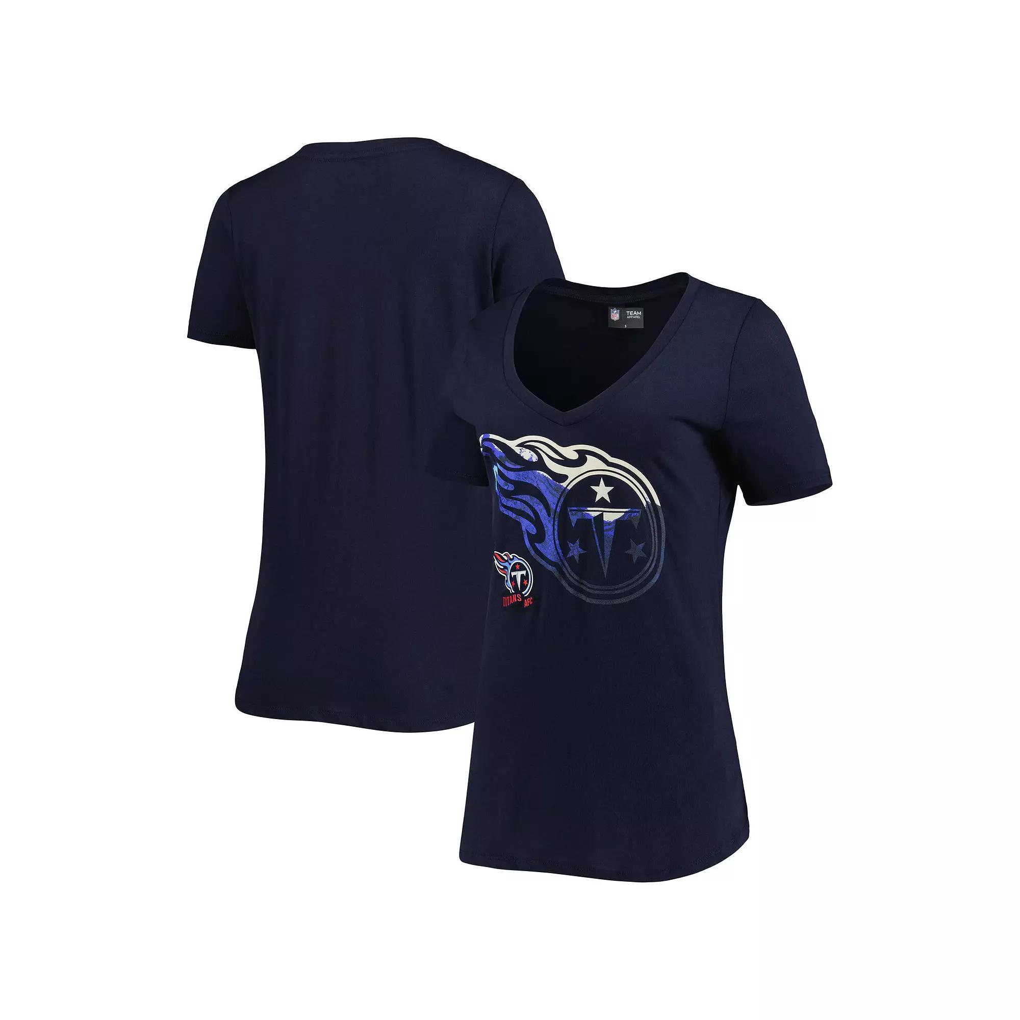 Women's New Era Navy Tennessee Titans Ink Dye Sideline V-Neck T-Shirt,  Product Image