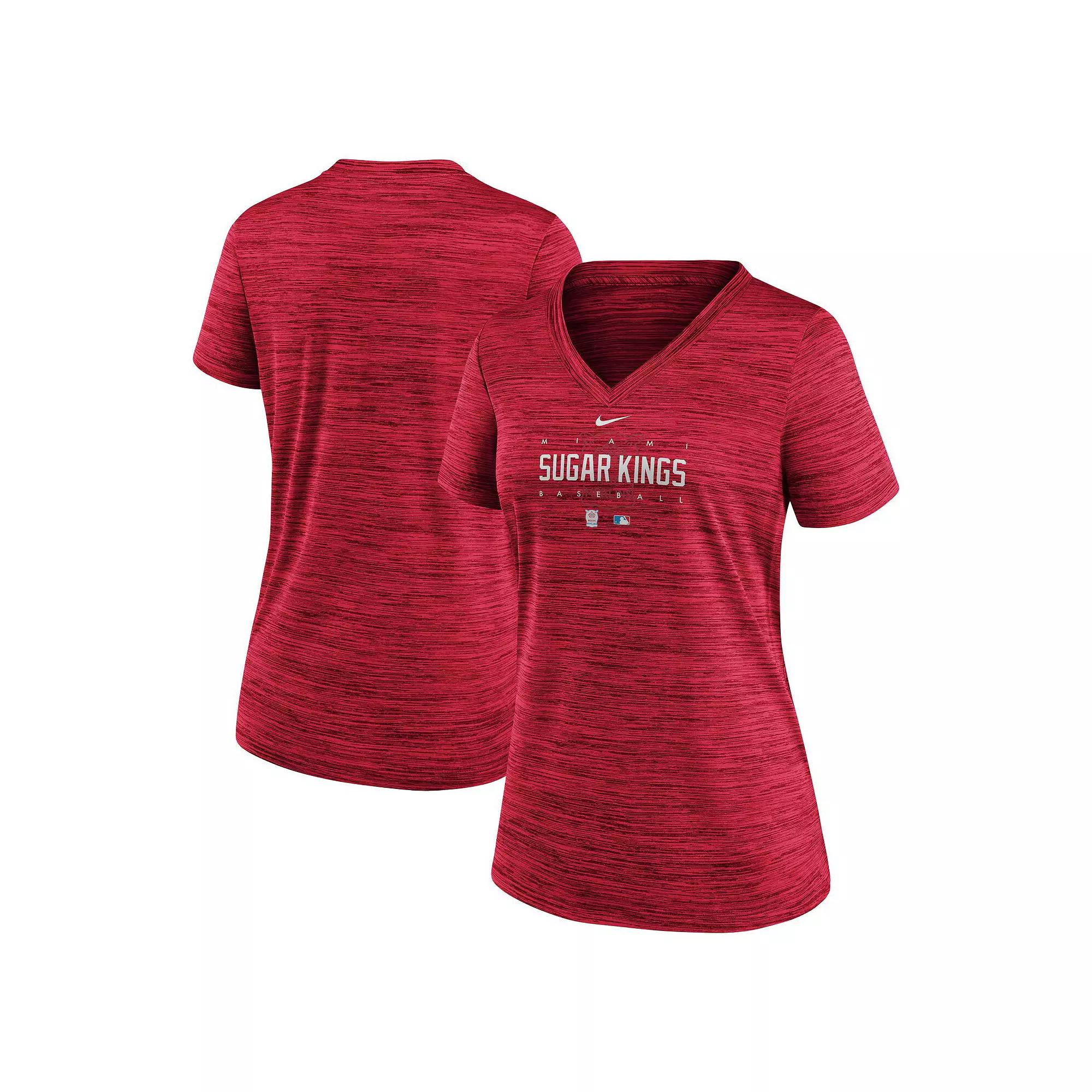 Women's Nike Red Miami Marlins City Connect Velocity Practice Performance V-Neck T-Shirt,  Product Image