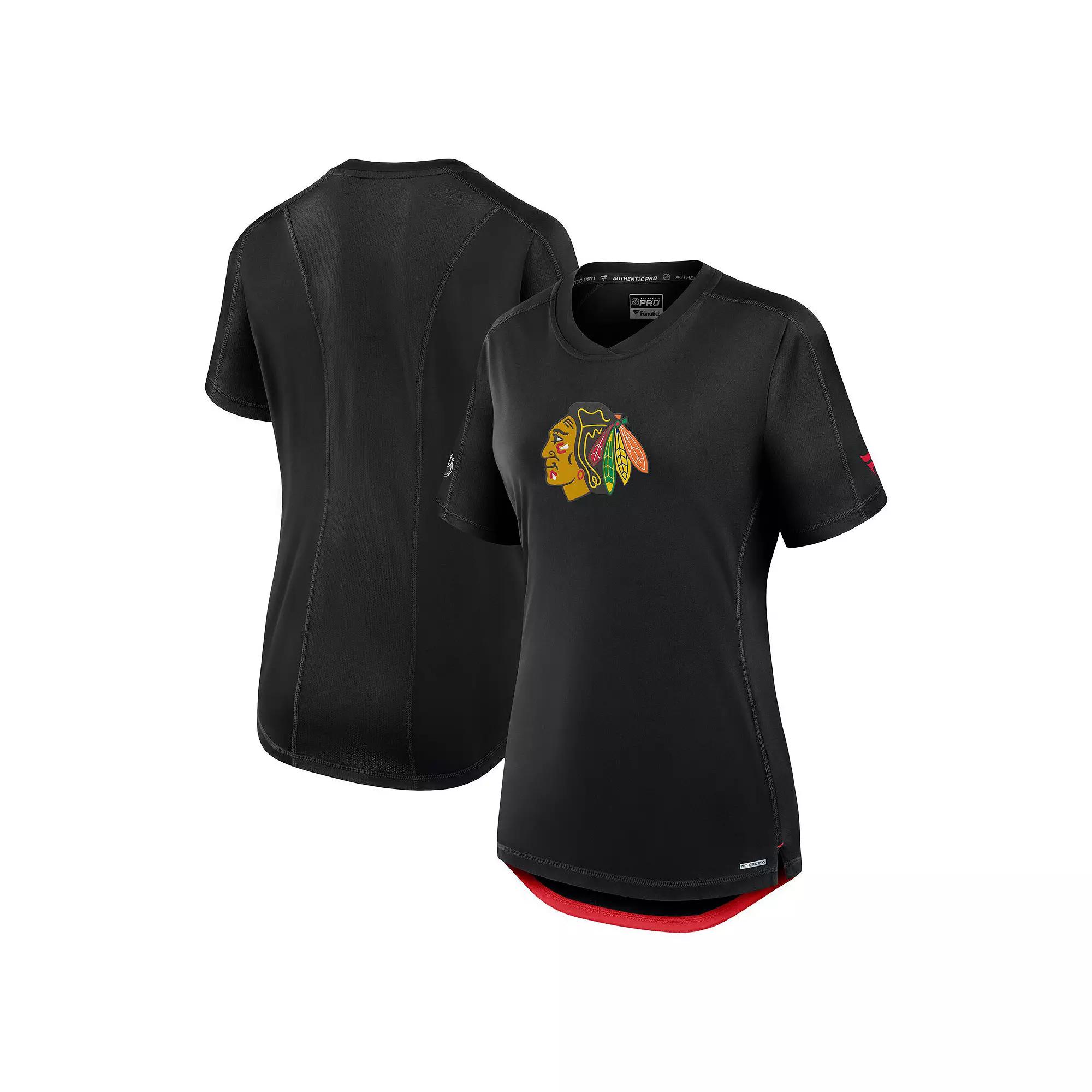 Women's Fanatics Black Chicago Blackhawks Authentic Pro Rink T-Shirt,  Product Image