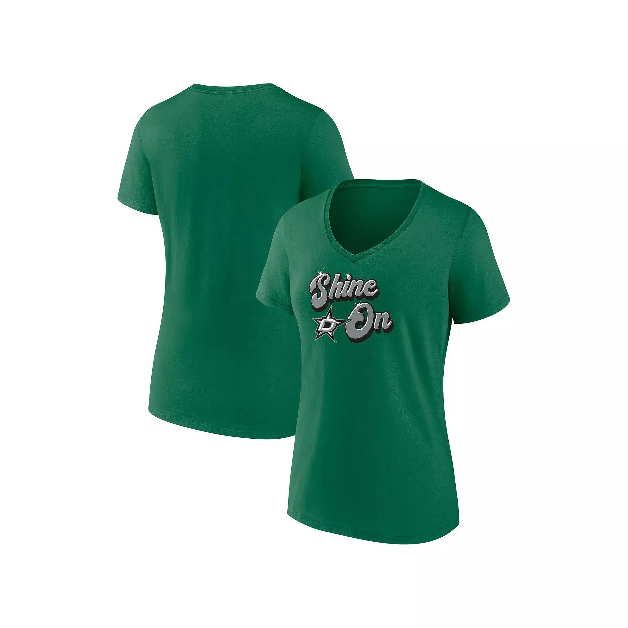 Women's Fanatics Kelly Green Dallas Stars Iconic V-Neck T-Shirt,  Product Image
