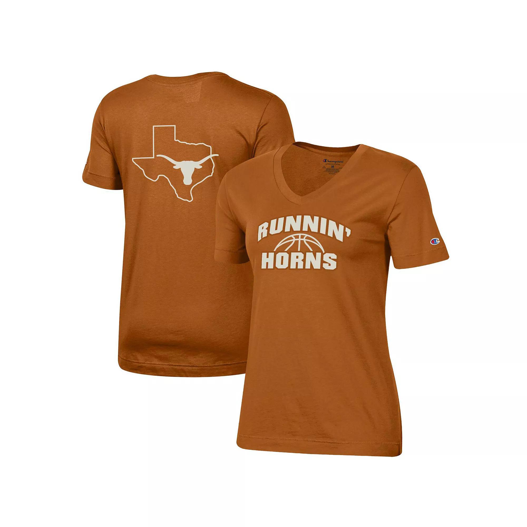 Women's Champion Texas Orange Texas Longhorns Runnin' Horns V-Neck T-Shirt, Size: Large, Team Product Image