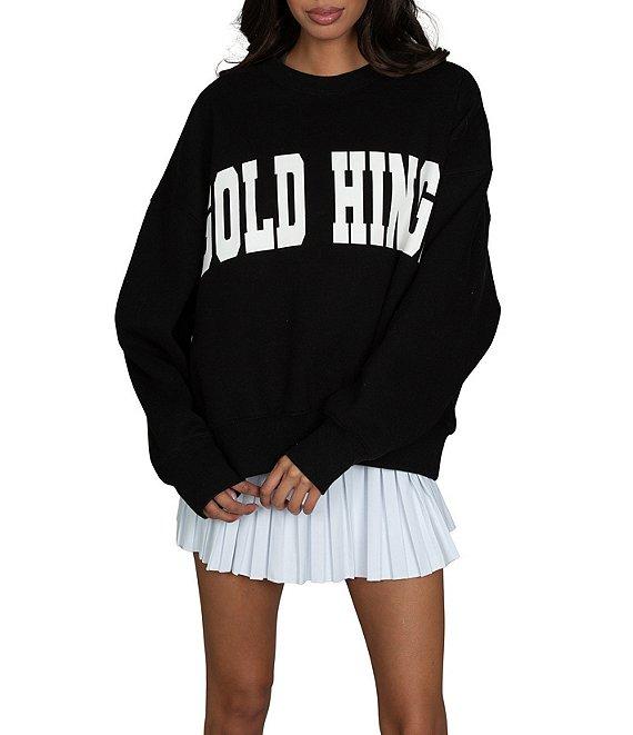 GOLD HINGE Coordinating Wide Arm Crew Neck Long Sleeve Logo Sweatshirt Product Image