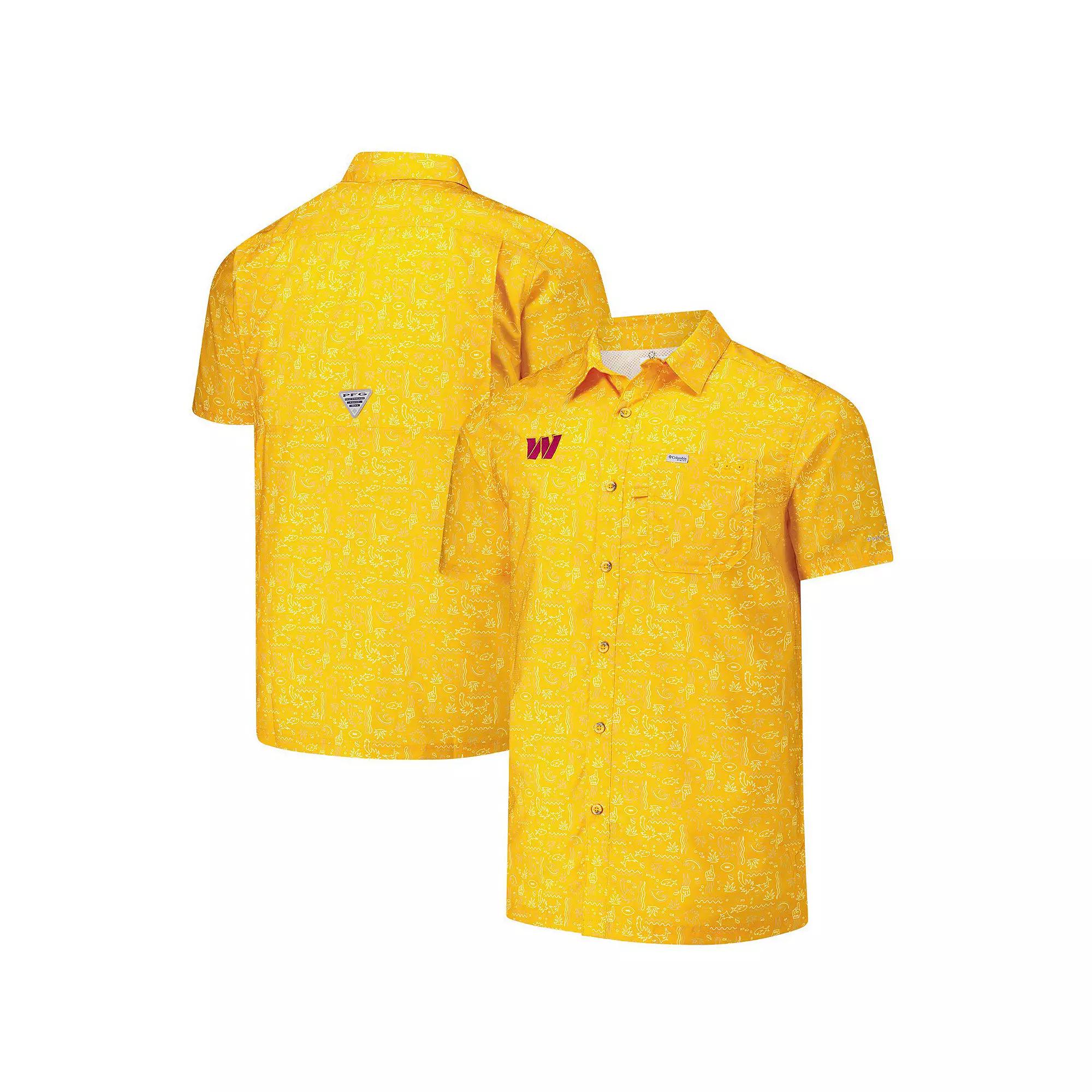Men's Columbia PFG Gold Washington Commanders Super Slack Tide Omni-Wick Button-Up Shirt,  Product Image