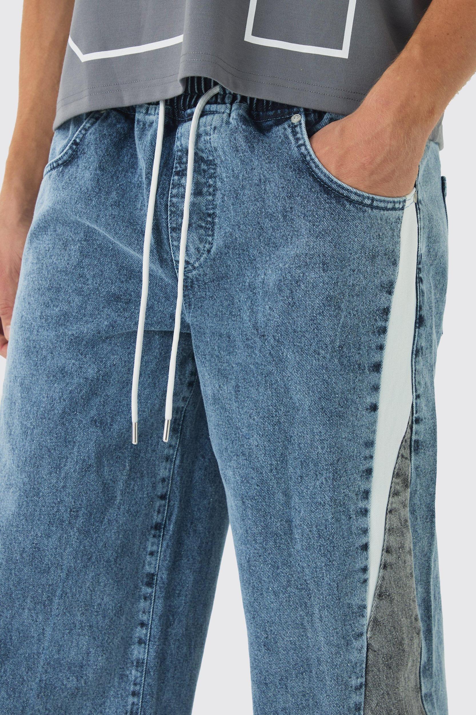Baggy Rigid Elasticated Waist Moto Jeans | boohooMAN USA Product Image