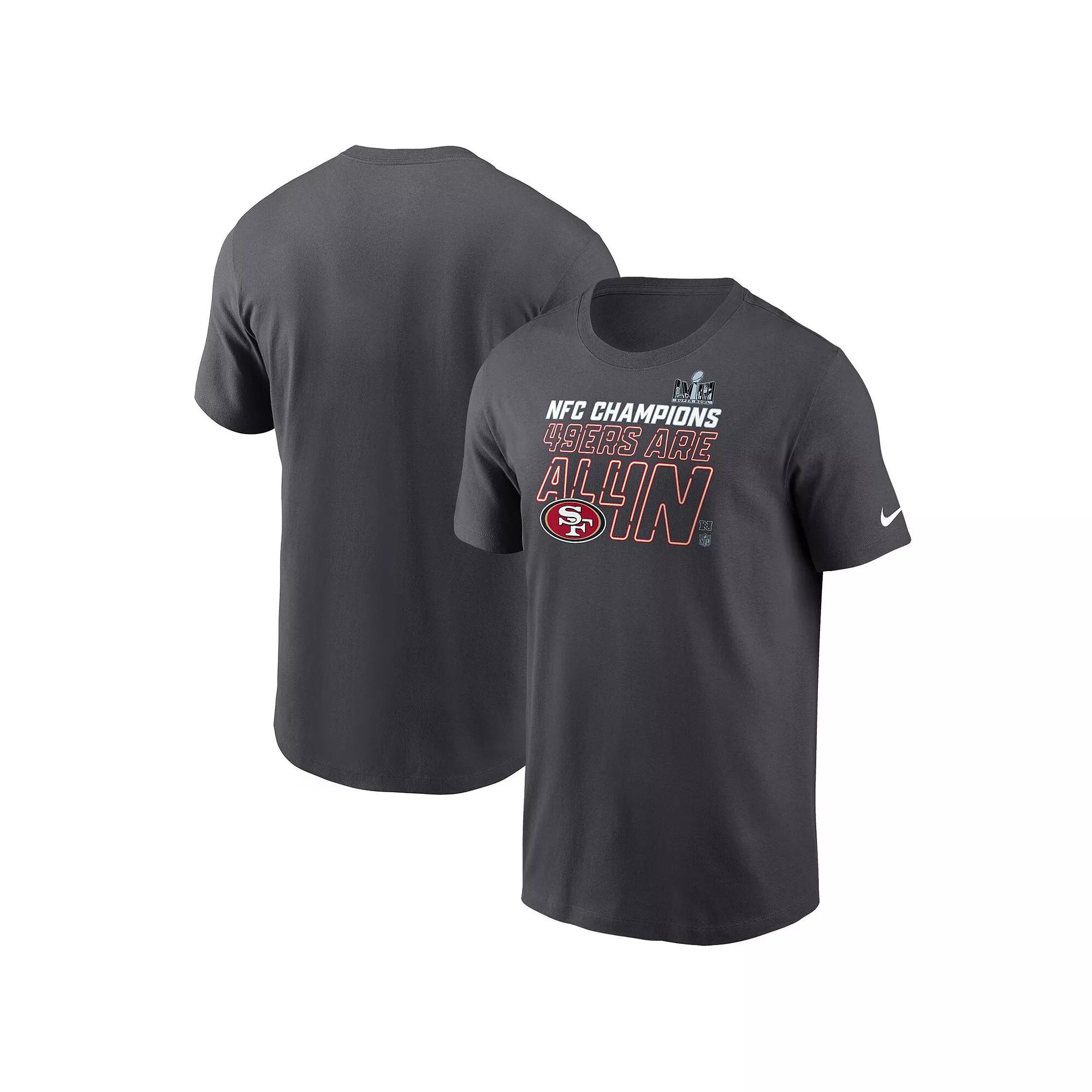 Men's Nike Anthracite San Francisco 49ers 2023 NFC Champions Locker Room Trophy Collection Tall T-Shirt, Size: 2XLT, Grey Product Image
