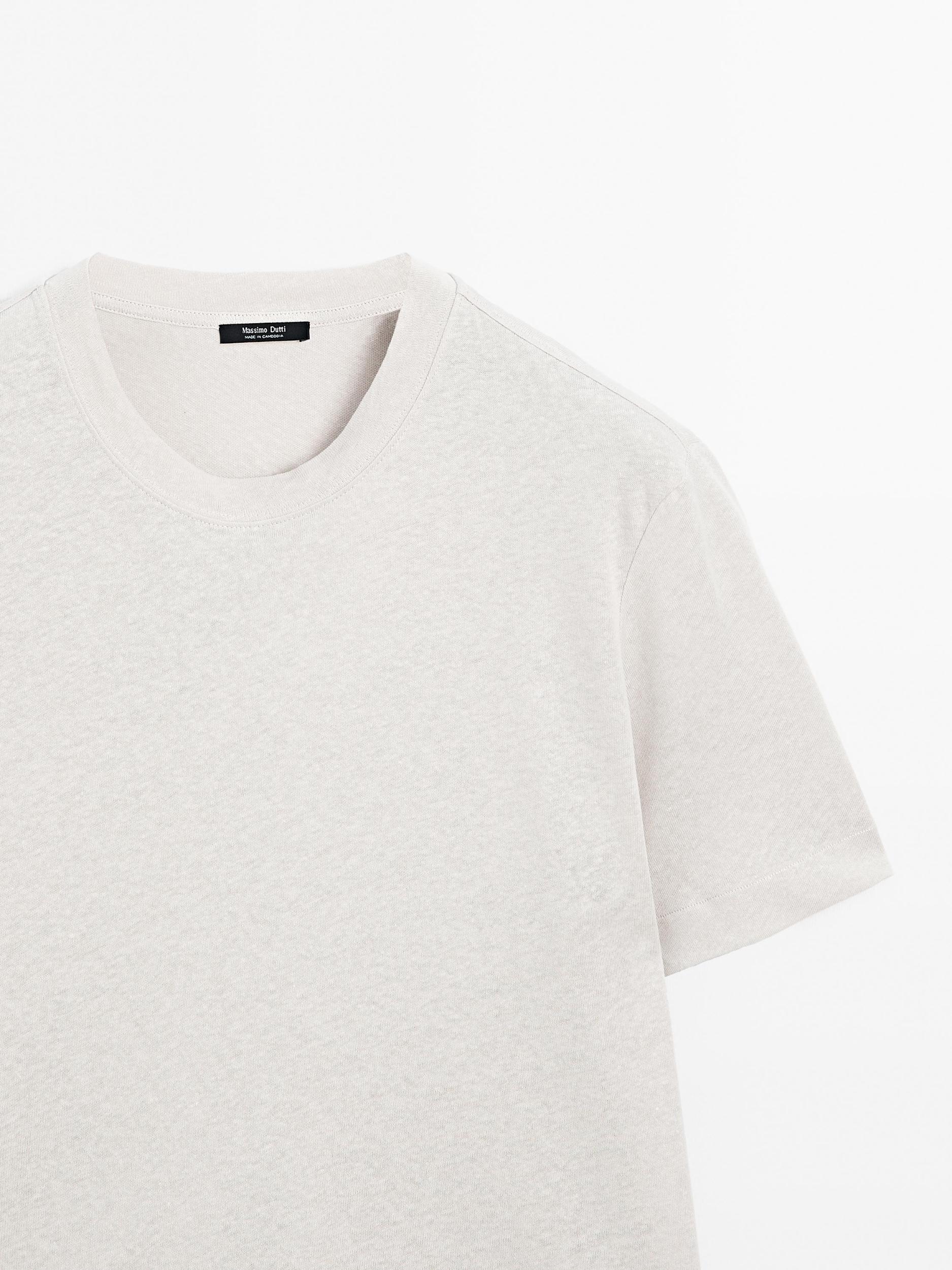 Short sleeve linen blend T-shirt Product Image