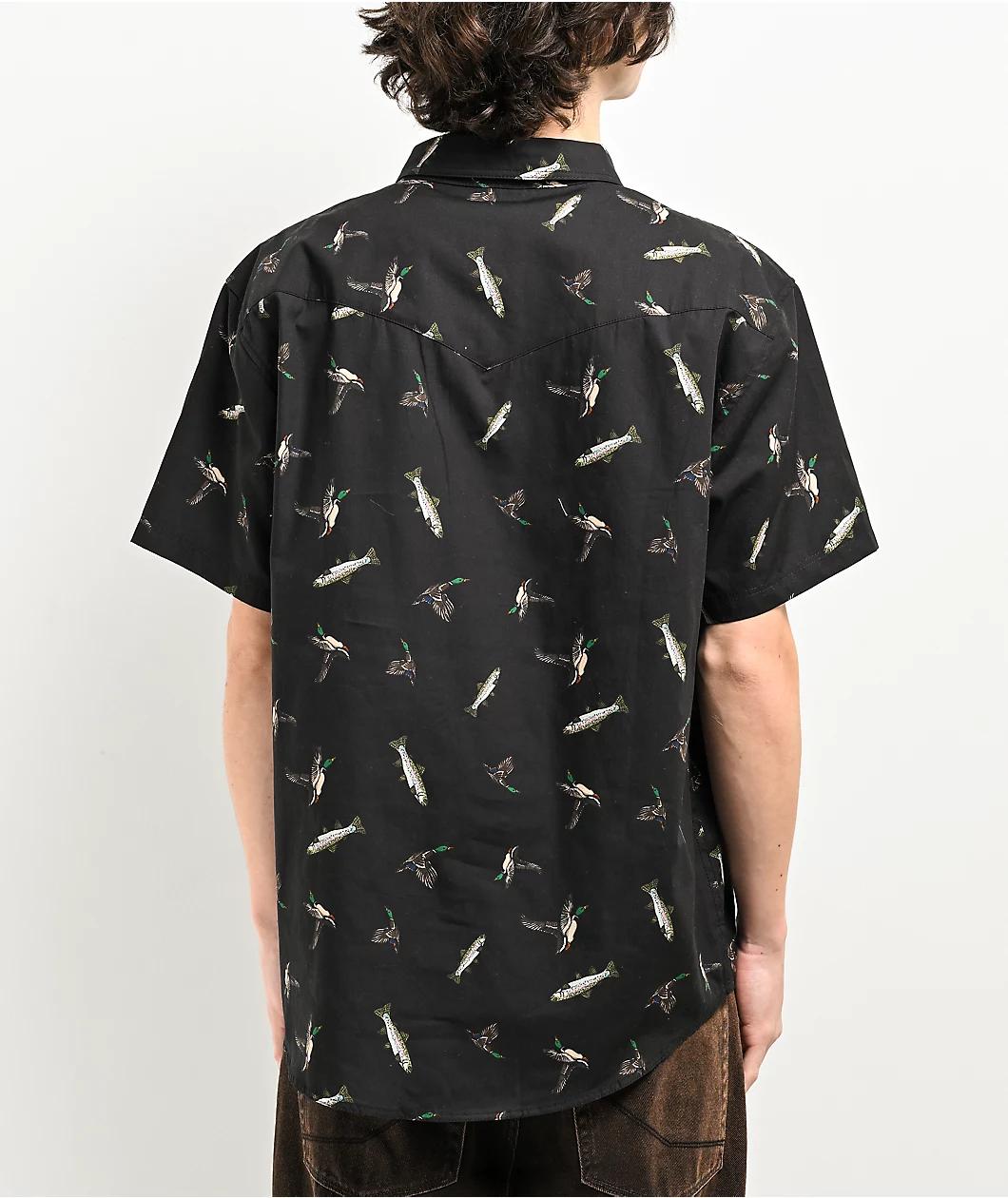 Dravus Kingfisher Black Button Up Short Sleeve Shirt Product Image