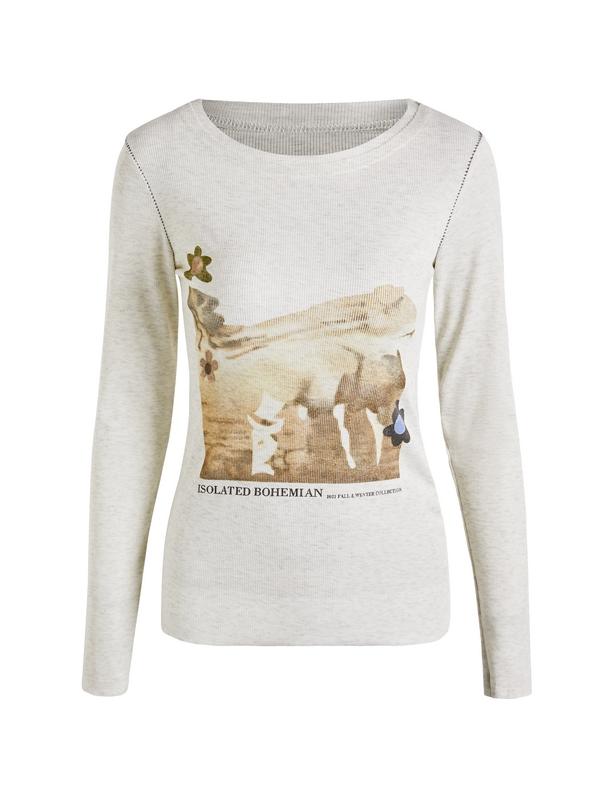 Vintage Print Stitch Detail Long Sleeve Knit Product Image