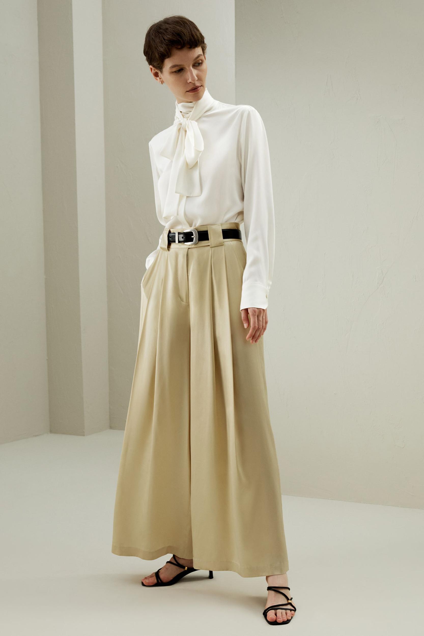 Watershine Silk Wide-Leg Pants Product Image