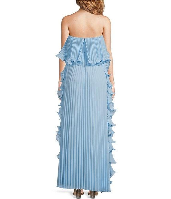 Belle by Badgley Mischka Lindsay Strapless Pleated Ruffle Shift Dress Product Image