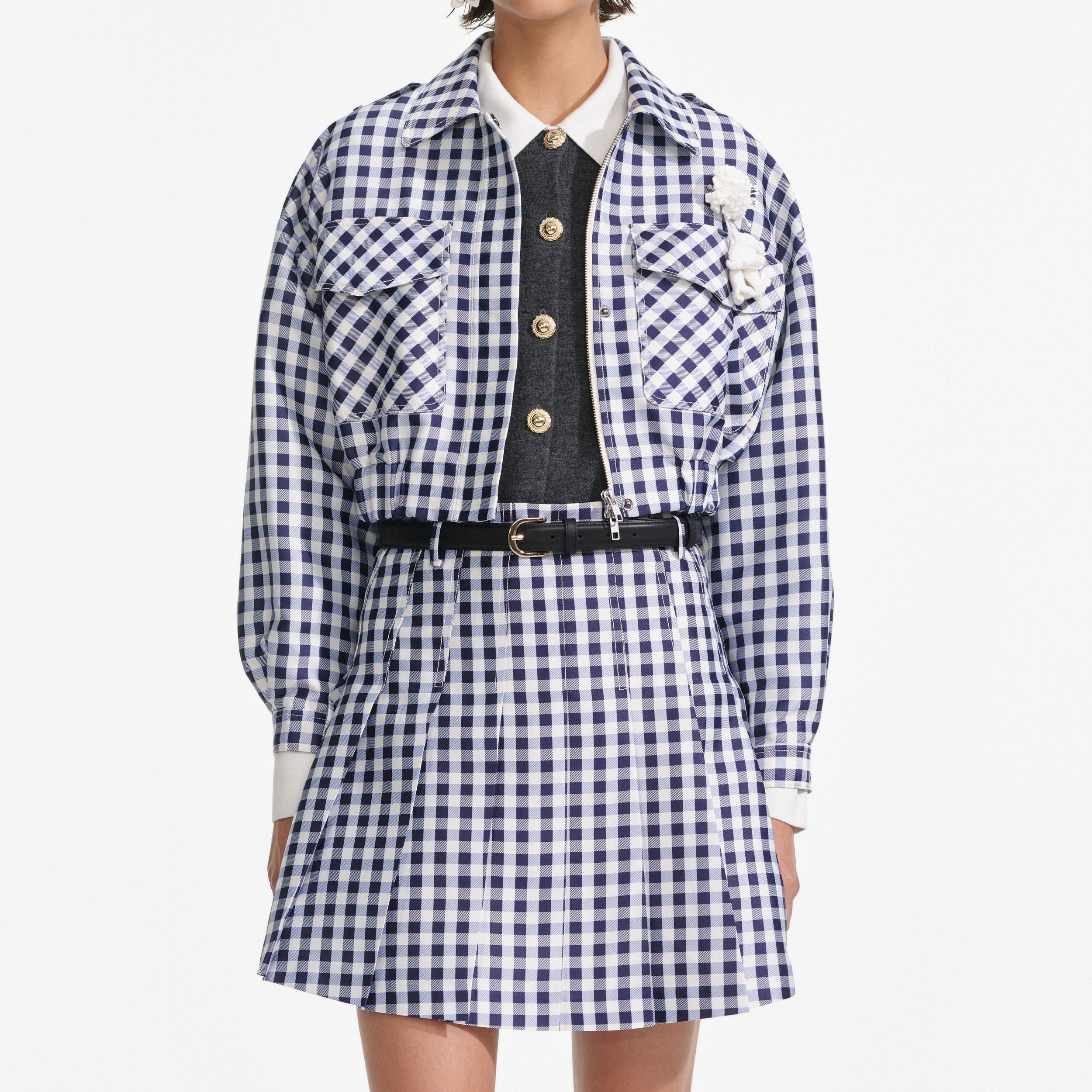 Navy Gingham Taffeta Jacket Product Image