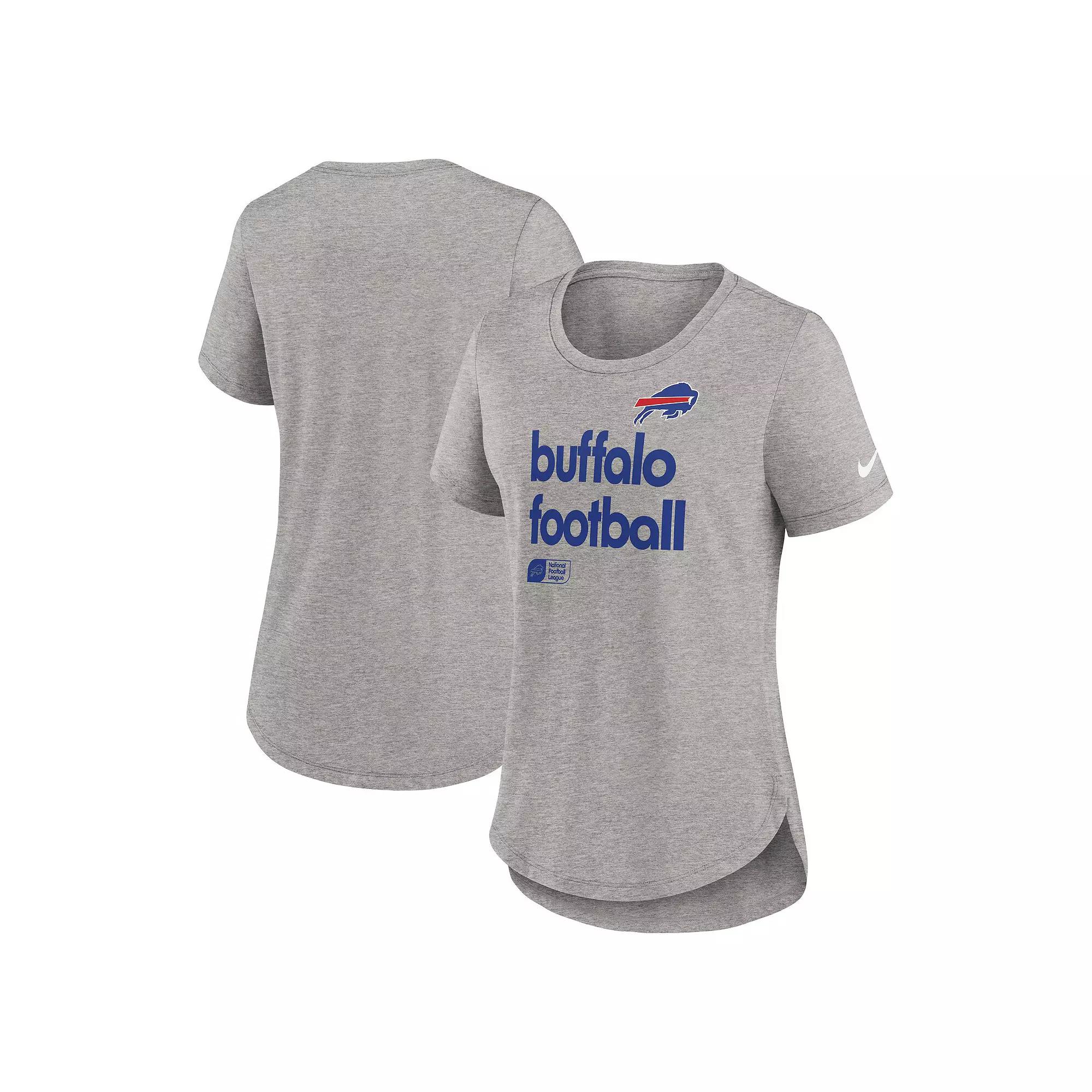 Women's Nike Heather Gray Buffalo Bills Fashion Tri-Blend T-Shirt, Size: Large, Grey Product Image