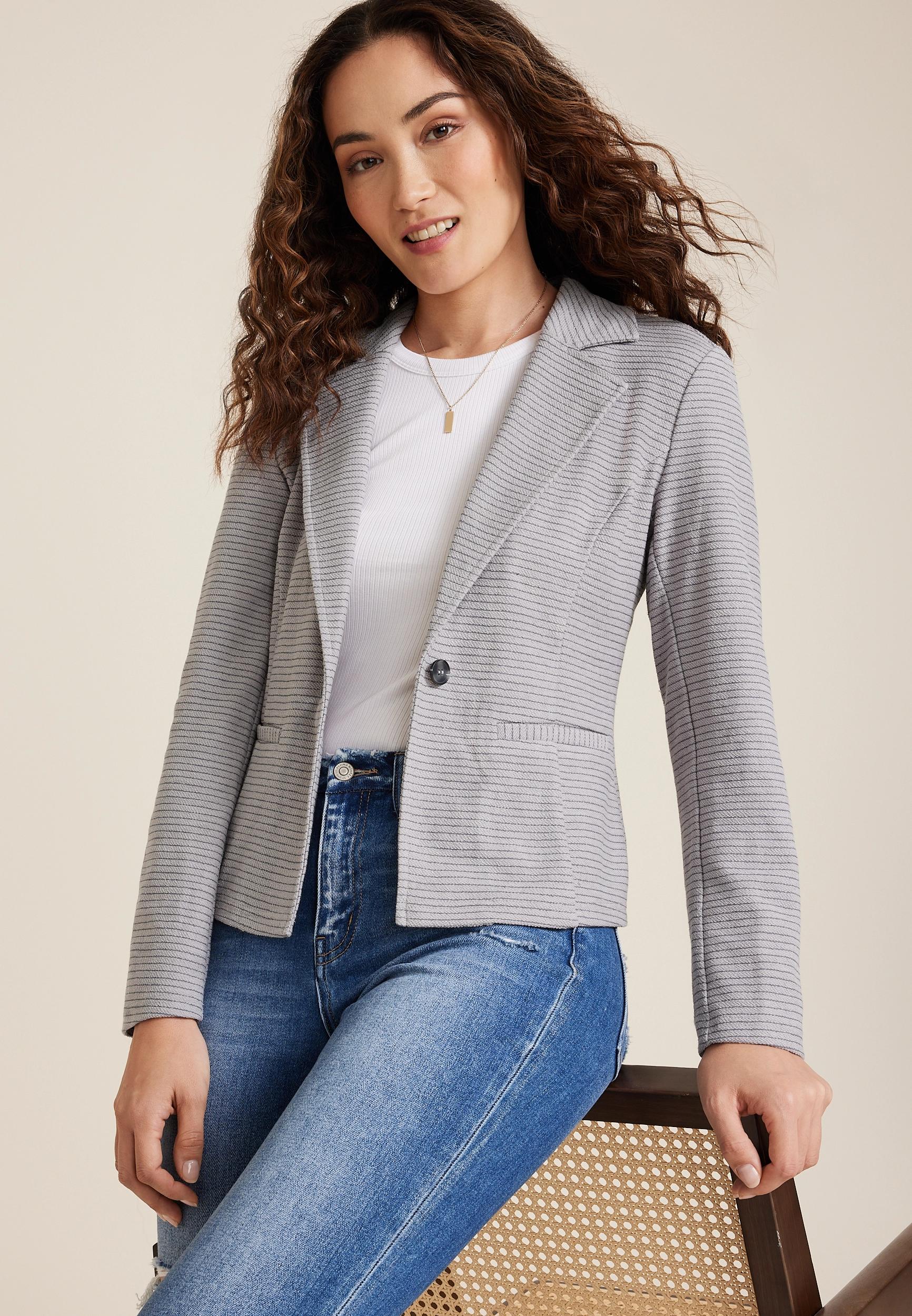 Striped Knit Blazer Product Image