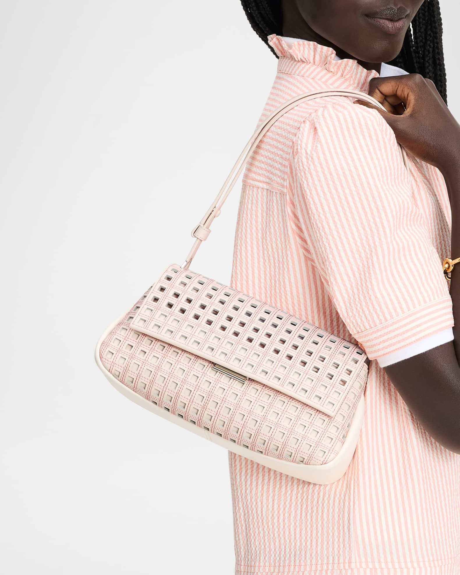 grace topstitch perforated leather shoulder bag Product Image