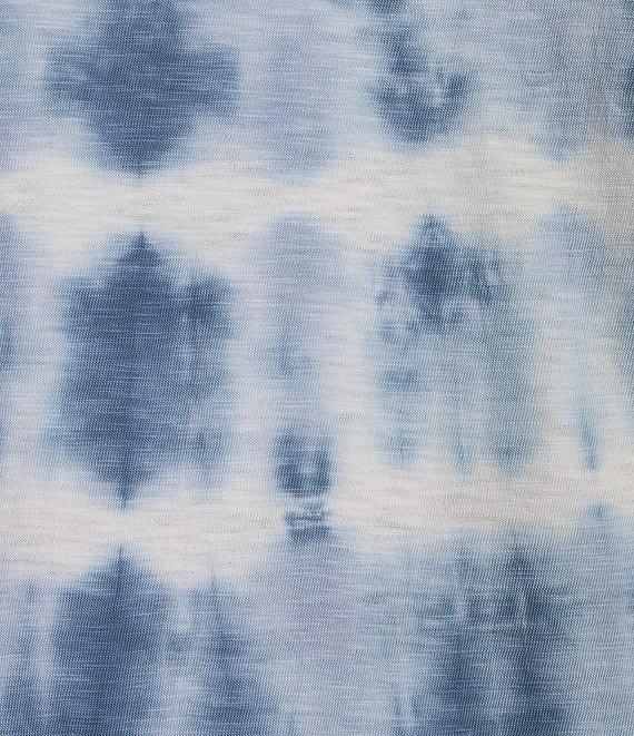 Intro Plus Size Tie-Dye Split V-Neck Short Sleeve Lace Pleated Yoke Tee Product Image